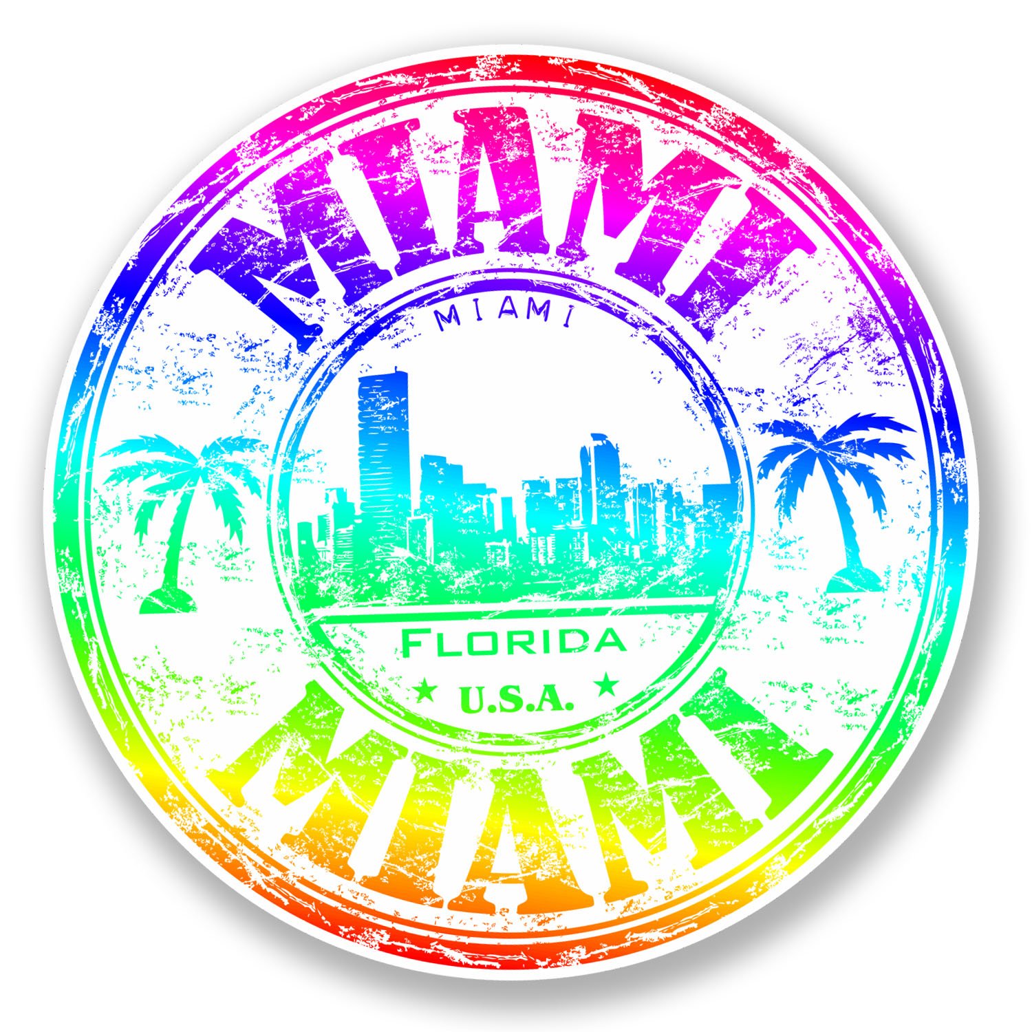 Destinationvinyl Multi 2 X 10Cm Miami Florida Usa Vinyl Sticker Luggage Travel Laptop Helmet Usa #6509 (10Cm X 10Cm)