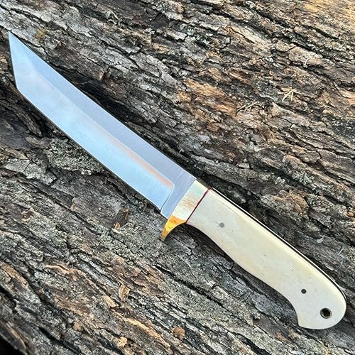 Miniatura 2 de Hecho a mano caza hoja fija Tanto cuchillo con funda de cuero cuchillo de acero al carbono al aire libre para desollar camping aventura para dotado
