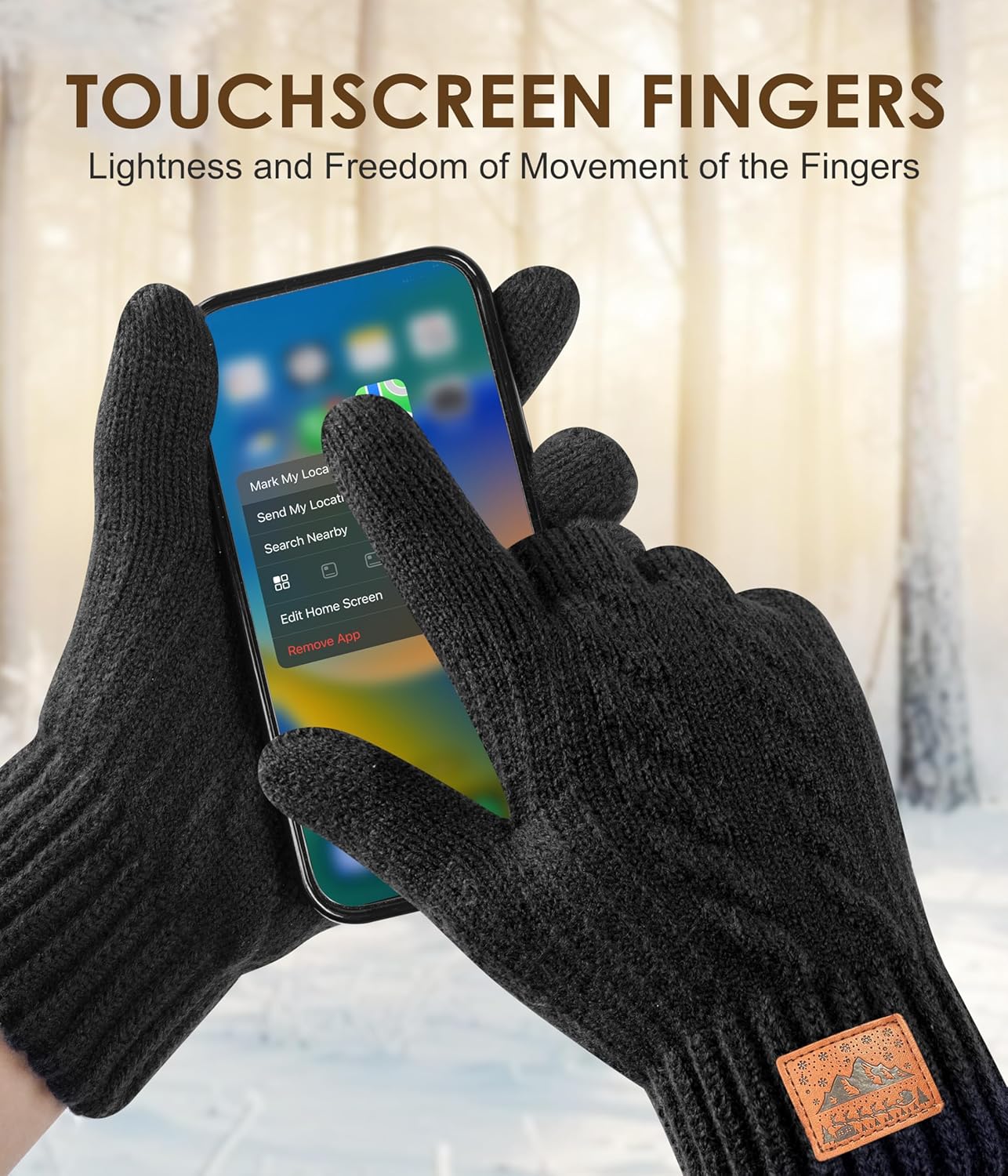 Merino Wool Gloves for Men & Women, Thermal Gloves With Touchscreen Warm Fleece Liner for Winter Cold Weather - Image 5