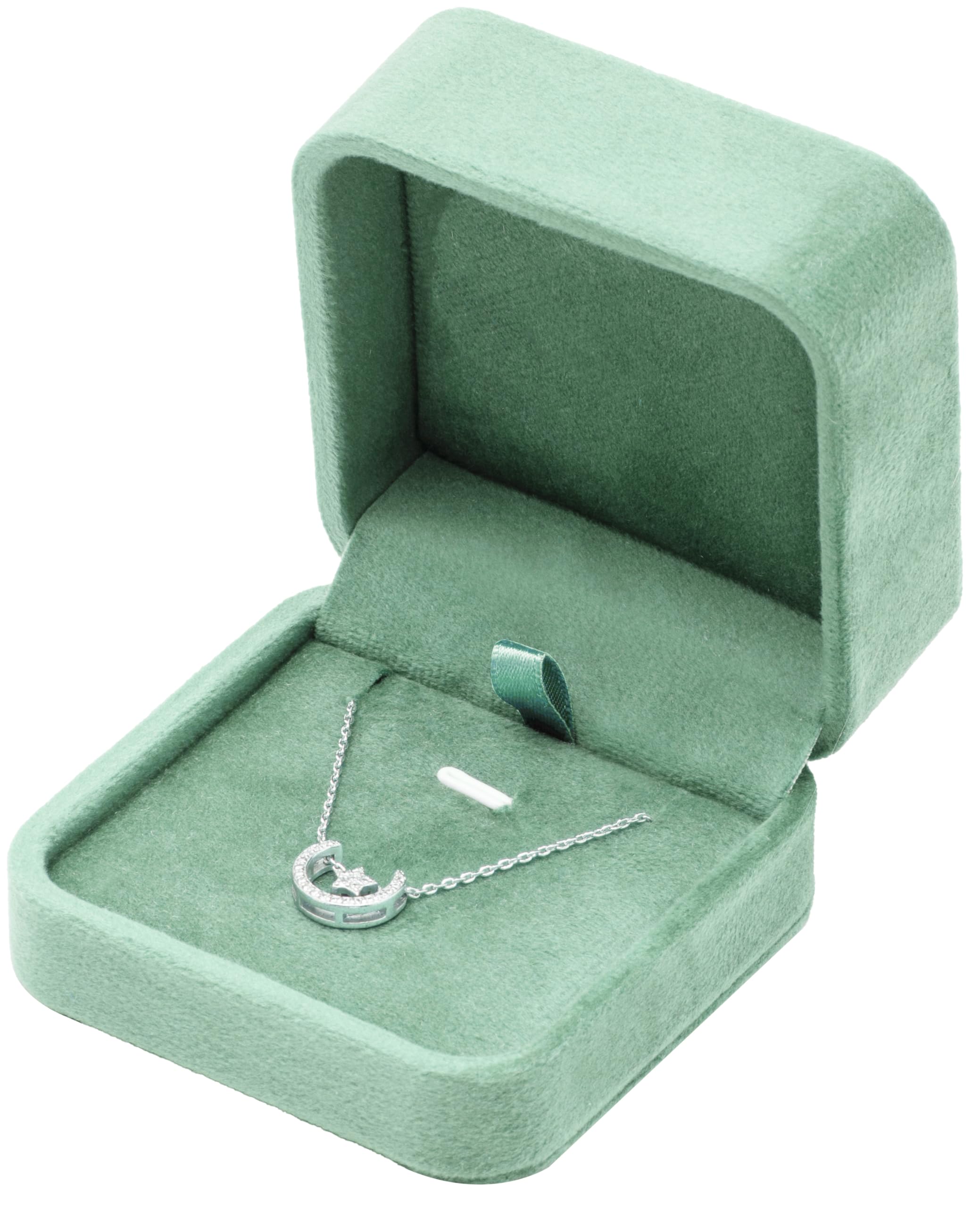 Photo 1 of Giftop Classic Velvet Jewelry Gift Box Case for Necklace Pendant (Sage Green)