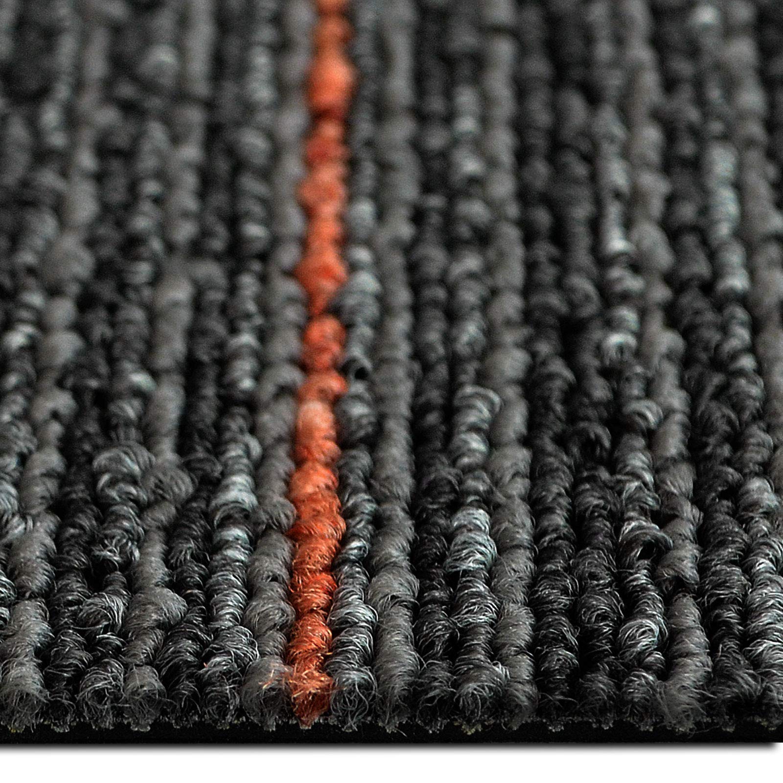 Design Teppichfliesen Berlin 50x50 cm selbstliegend - 6 m² Set - strapazierfähiger Teppich Bodenbelag mit hochwertigem Schlingenflor - antistatisch mit Bitumen Rücken (24 Stück, K5 Anthrazit)