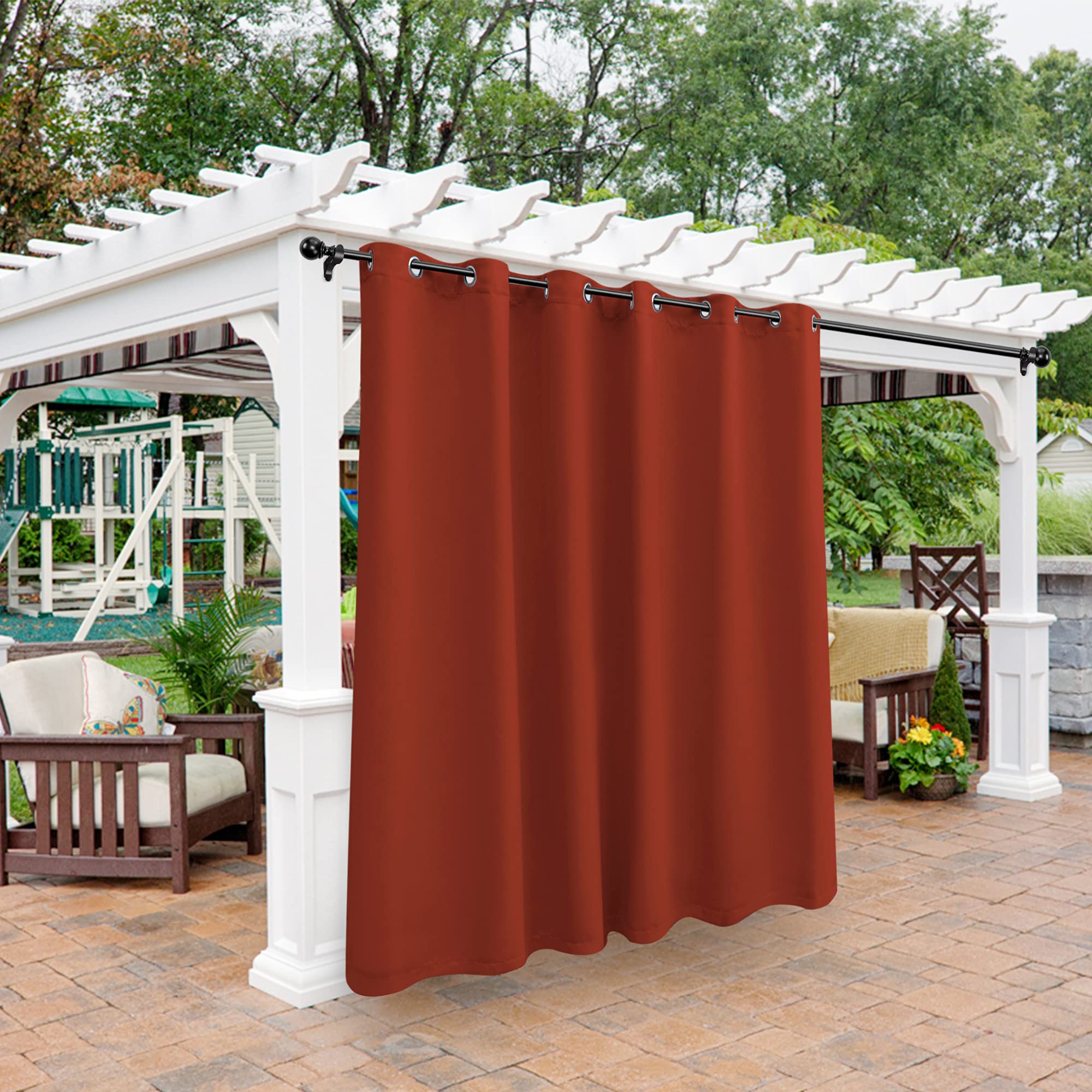 BONZER Waterproof Outdoor Patio Curtains - Thermal Insulated, Sunlight Blocking Weatherproof Grommet Outside Curtains for Porch, Pergola, Cabana,