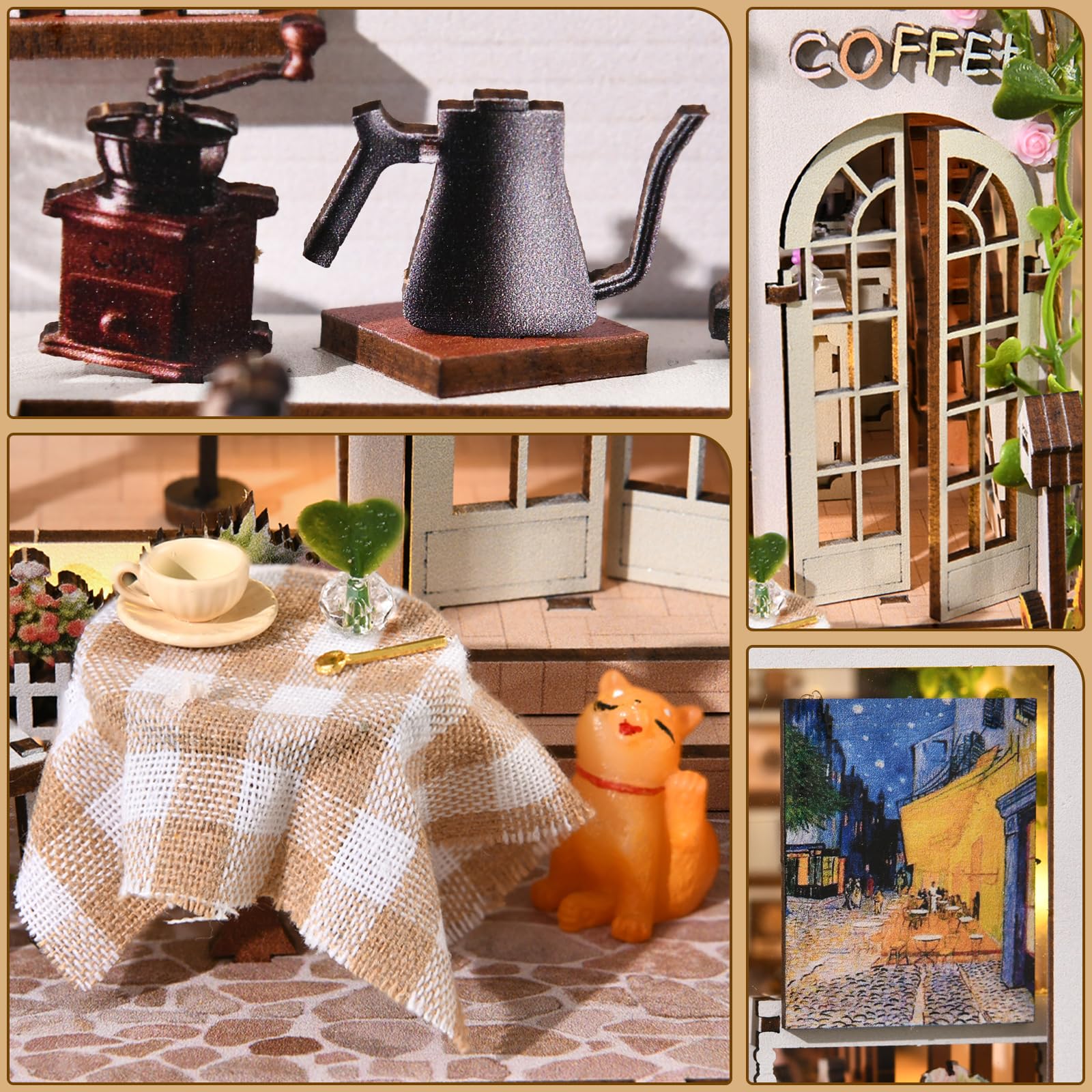 Kit Book Nook, Puzzle 3D in Legno Fai-da-te Fermalibri Book Nook Miniatura Casa delle Bambole per Decorazione Libreria, Kit Modello DIY Inserto Booknook Vicolo per Adulti e Adolescenti