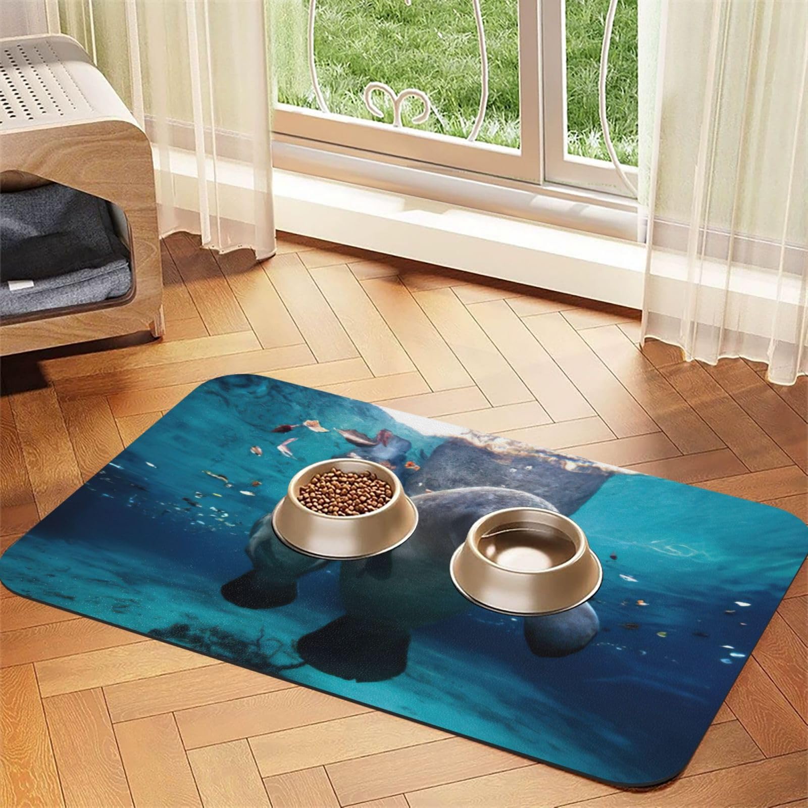 Tapis en cuir PU pour nourriture d'animaux avec base caoutchouc premium