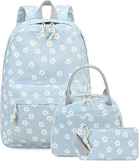 School Backpack Set Girls Womens Laptop Bookbag Casual Daypack Fits 15 inch Laptop with Lunch Tote Bag and Pencil Bag