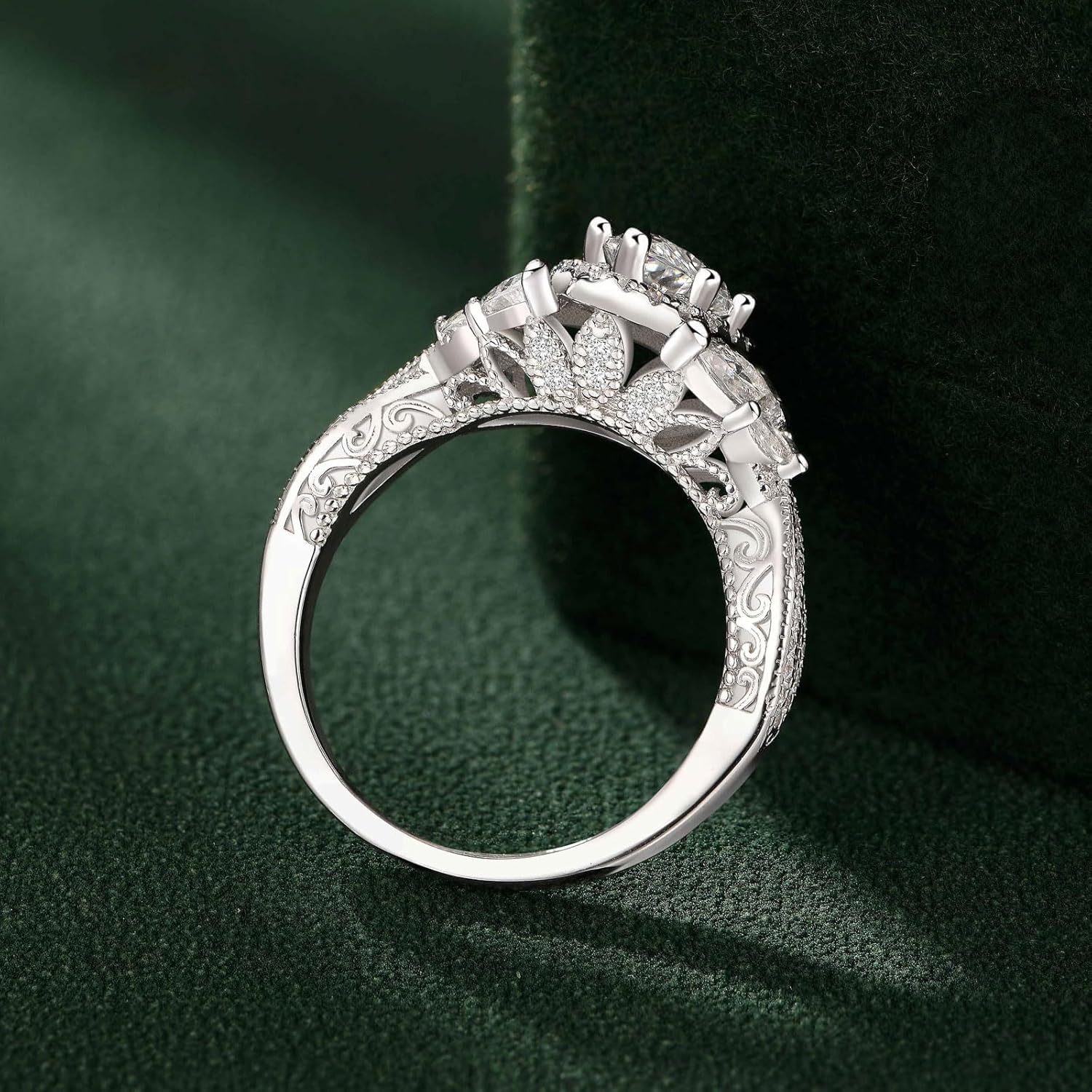 SHELOVES Art Deco Marquise Cluster Halo Wedding Engagement Rings For Women AAAAA CZ 925 Sterling Silver Sz 5-10 - Image 7