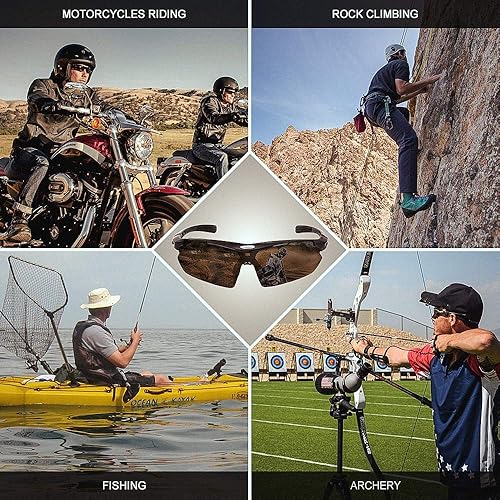 Miniatura 2 de Lentes de sol polarizados intercambiables para motocicleta, irrompibles, UV400, TR90, con 5 lentes intercambiables para hombres y mujeres, correr