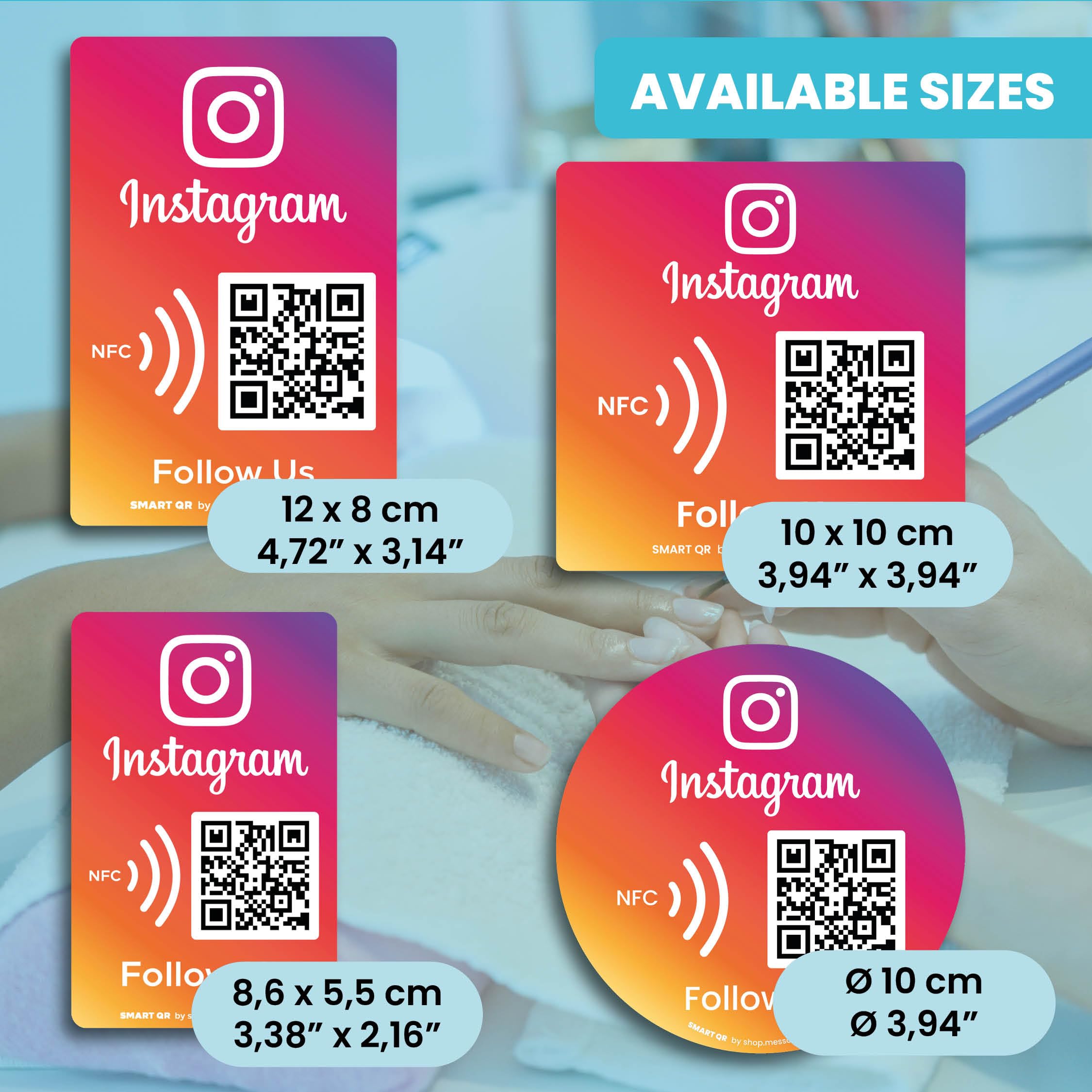 Reusable Followers Tap Sticker for Instagram, 2-Stickers Pack, QR & Tap NFC Sticker, Follow us on Instagram Tap Sticker - Image 3