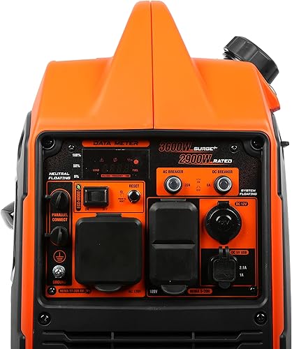 Miniatura 5 de WEN Generador inversor portátil de 3600 vatios, listo para RV, silencioso y ligero con apagado de combustible (56360i)