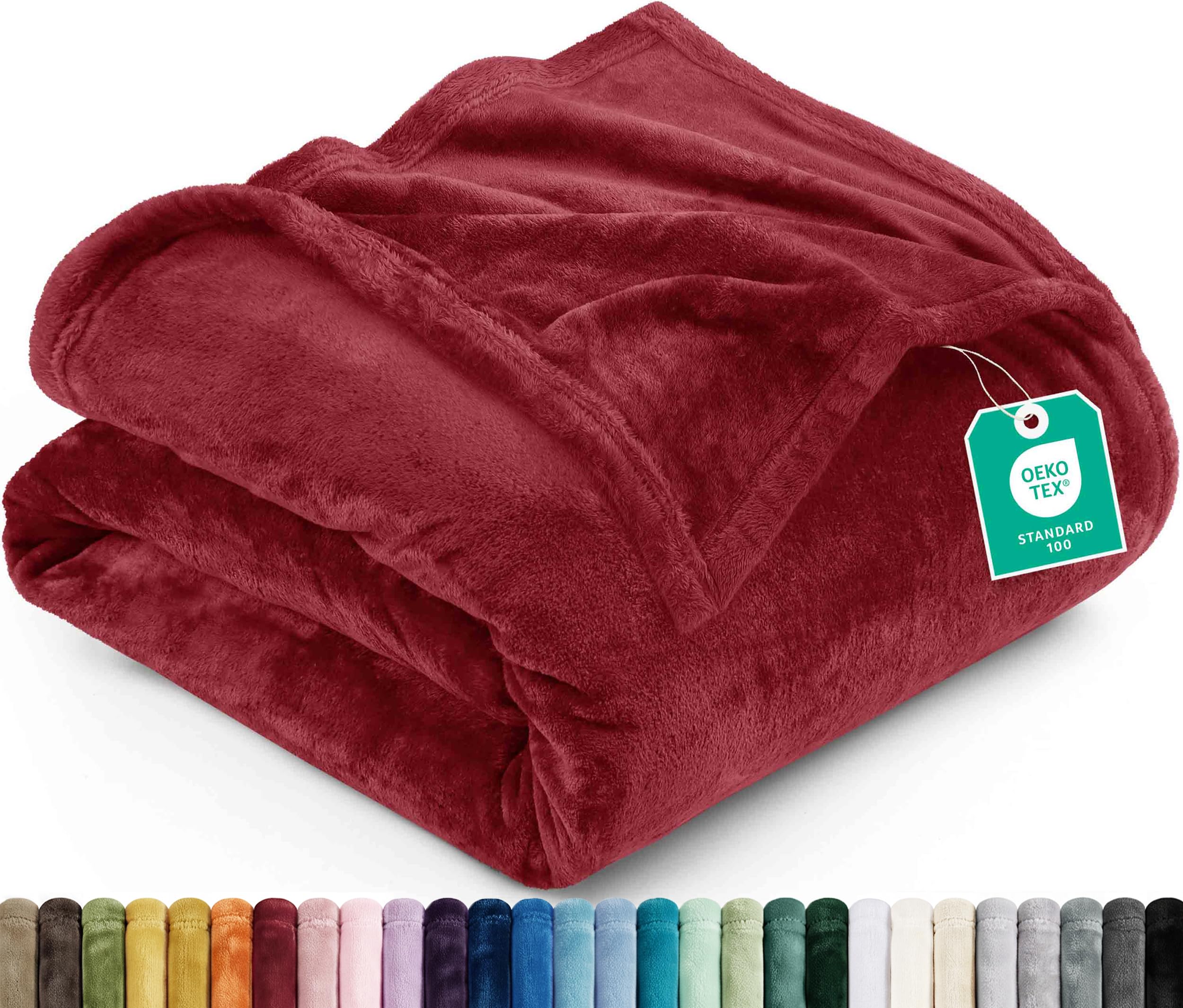 Utopia Bedding Soft Fleece Bed Blanket Throw Size Burgundy (50x60 Inch)