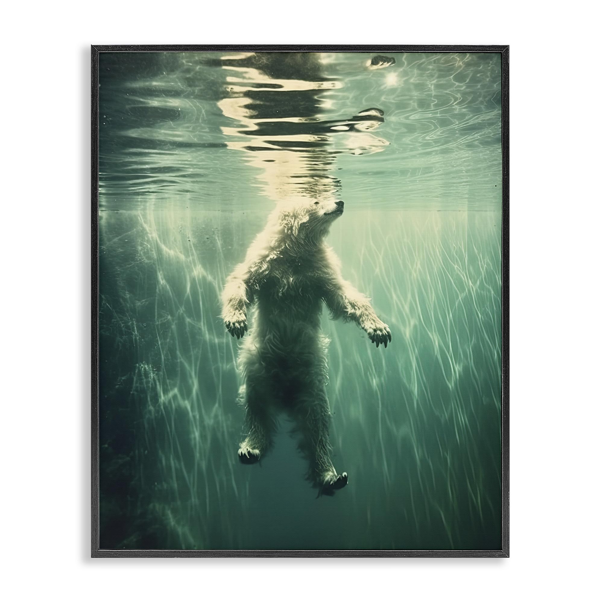 Ours flottant Giclée encadrée Stupell Industries cadre noir 50x40 cm