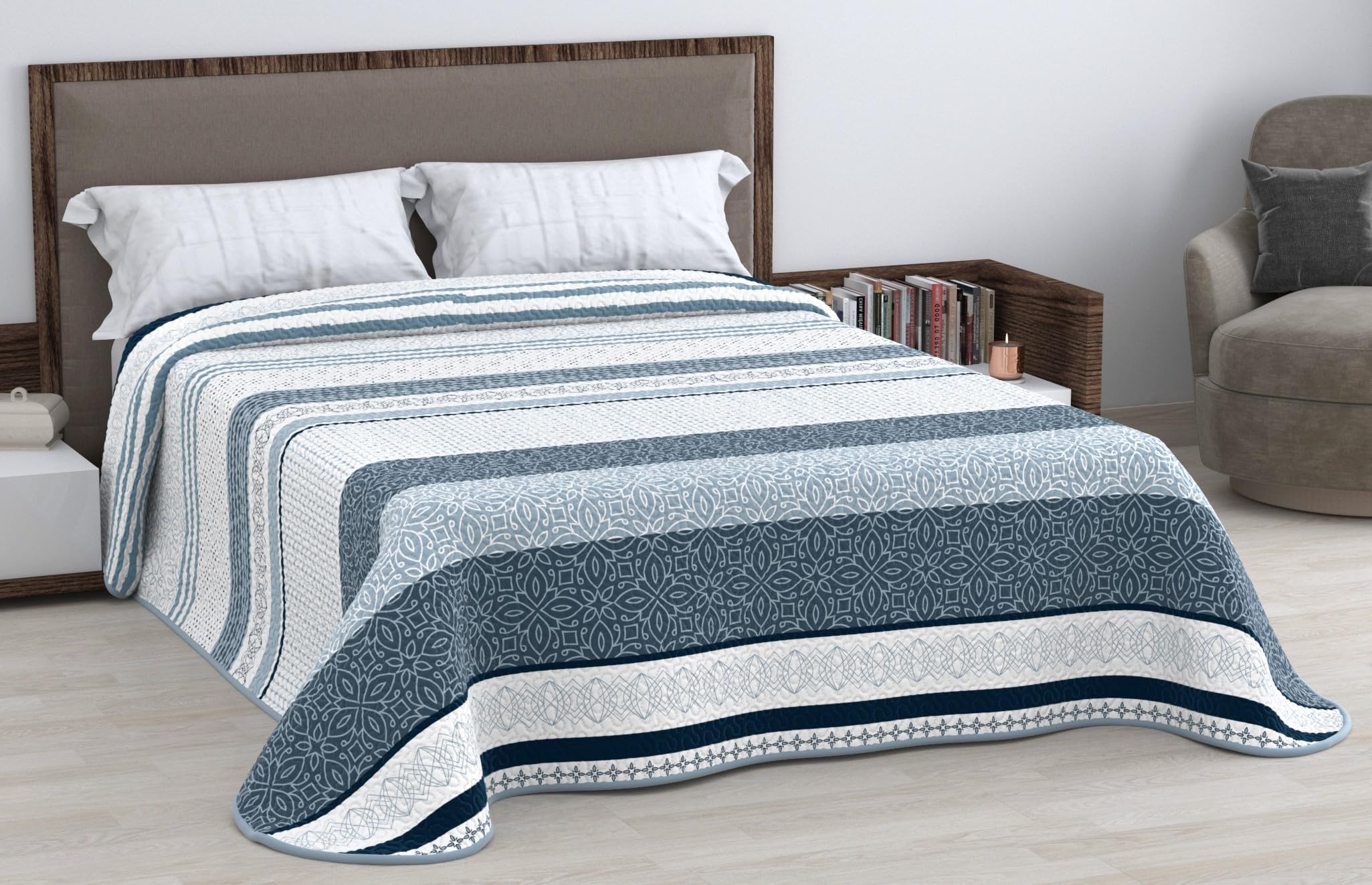 HM'S HOME'SECRET Colcha Bouti Estampada de 100% Microfibra Suave - Variedad de Diseños y Tamaños (Liso Gris, Cama 150cm) — view 20