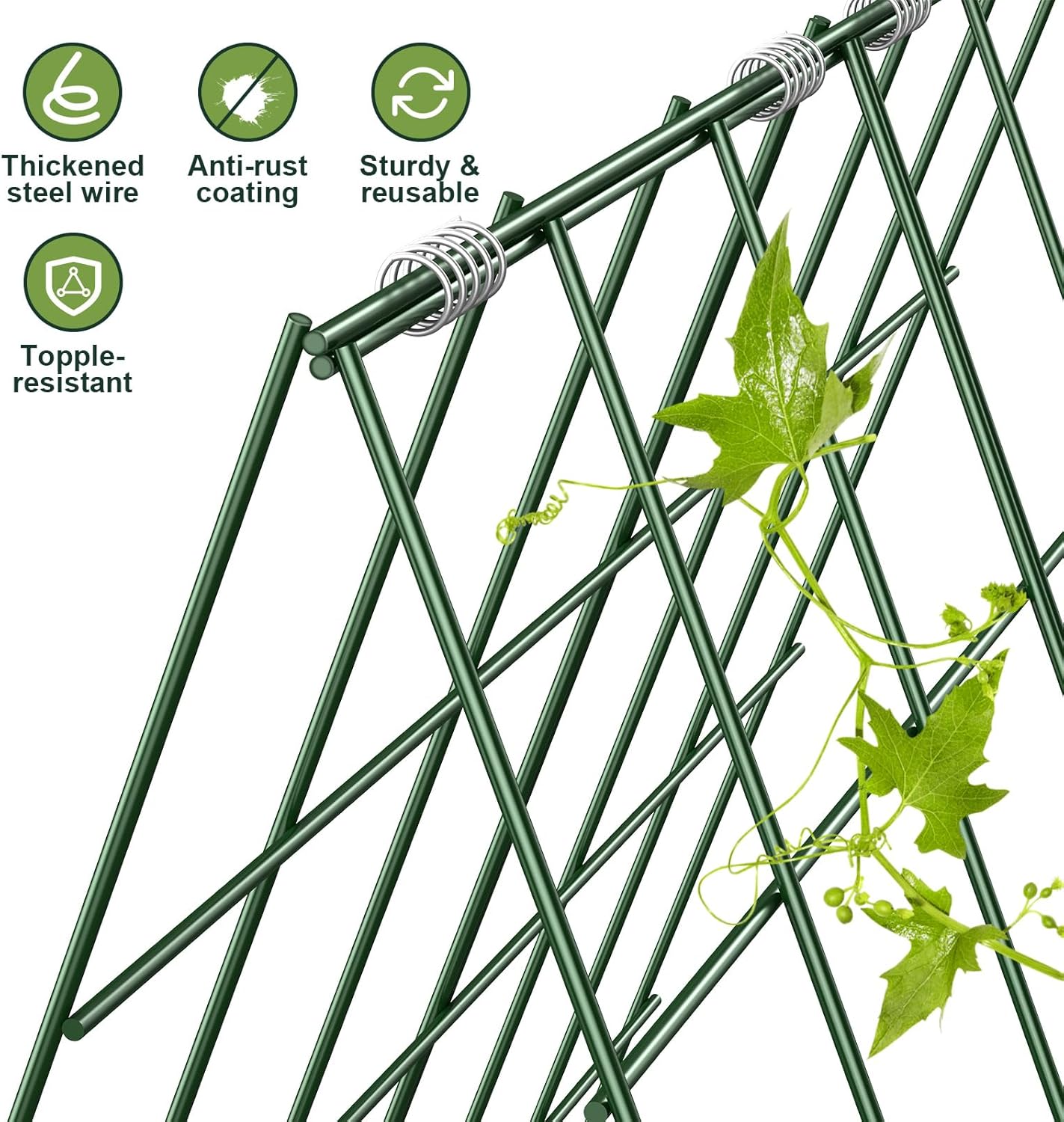Amoskey Cucumber Trellis, Garden Trellis for Climbing Plants Outdoor, Foldable A-Frame Trellis, Cucumber Trellis for Raised Bed for Cucumbers, Peas, or Tomatoes (Green, Bold Large Grid 46''H*36'W)