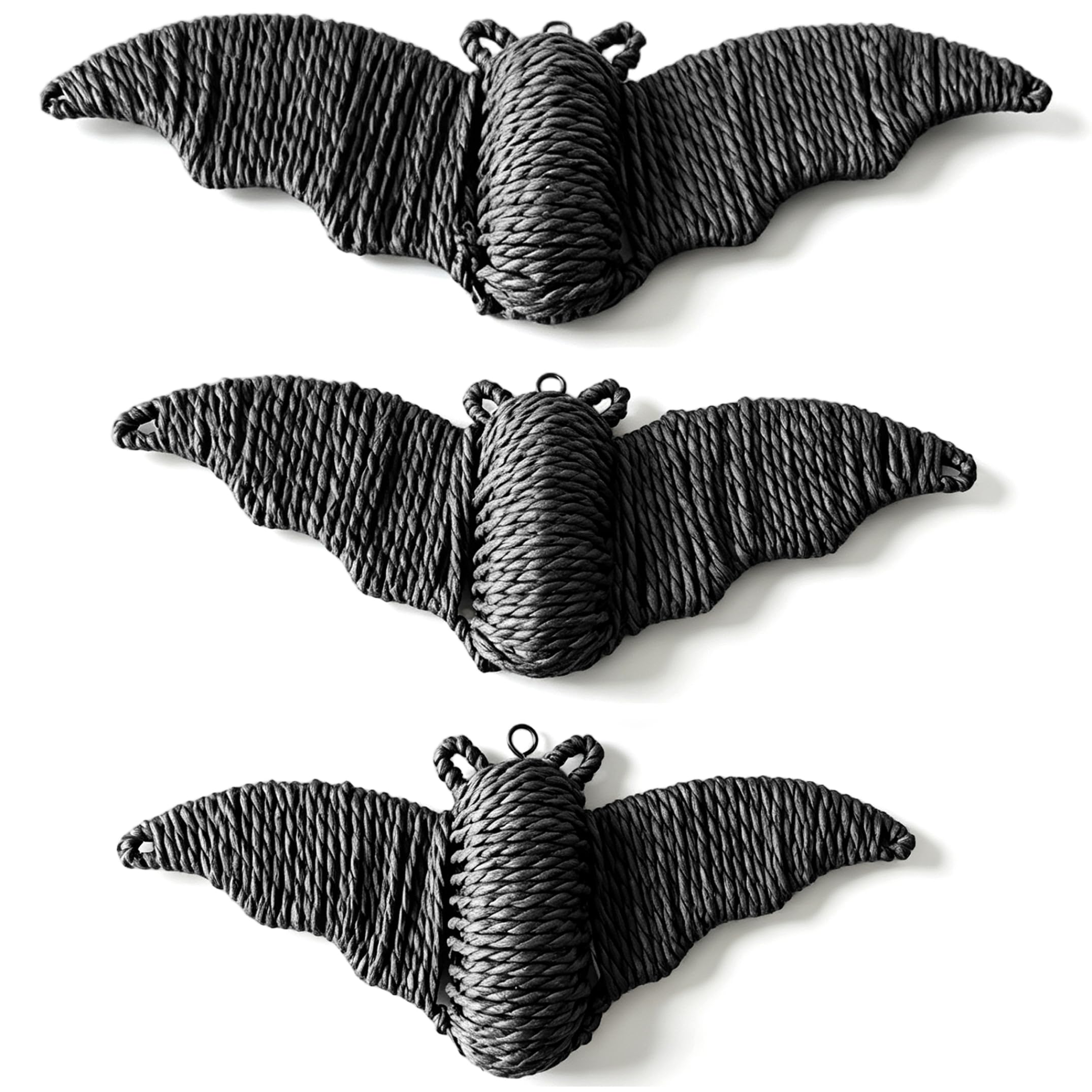 Ginwrek Decorazione da parete con pipistrelli, confezione da 3 decorazioni per interni di Halloween in vimini, nera