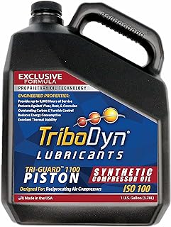 TriboDyn 8,000-Hour Full Synthetic Non-Detergent Air Compressor Oil - TRI-Guard 1100, ISO 100, SAE 30 Piston Compressor - 1 Gallon Jug (1 Gallon)