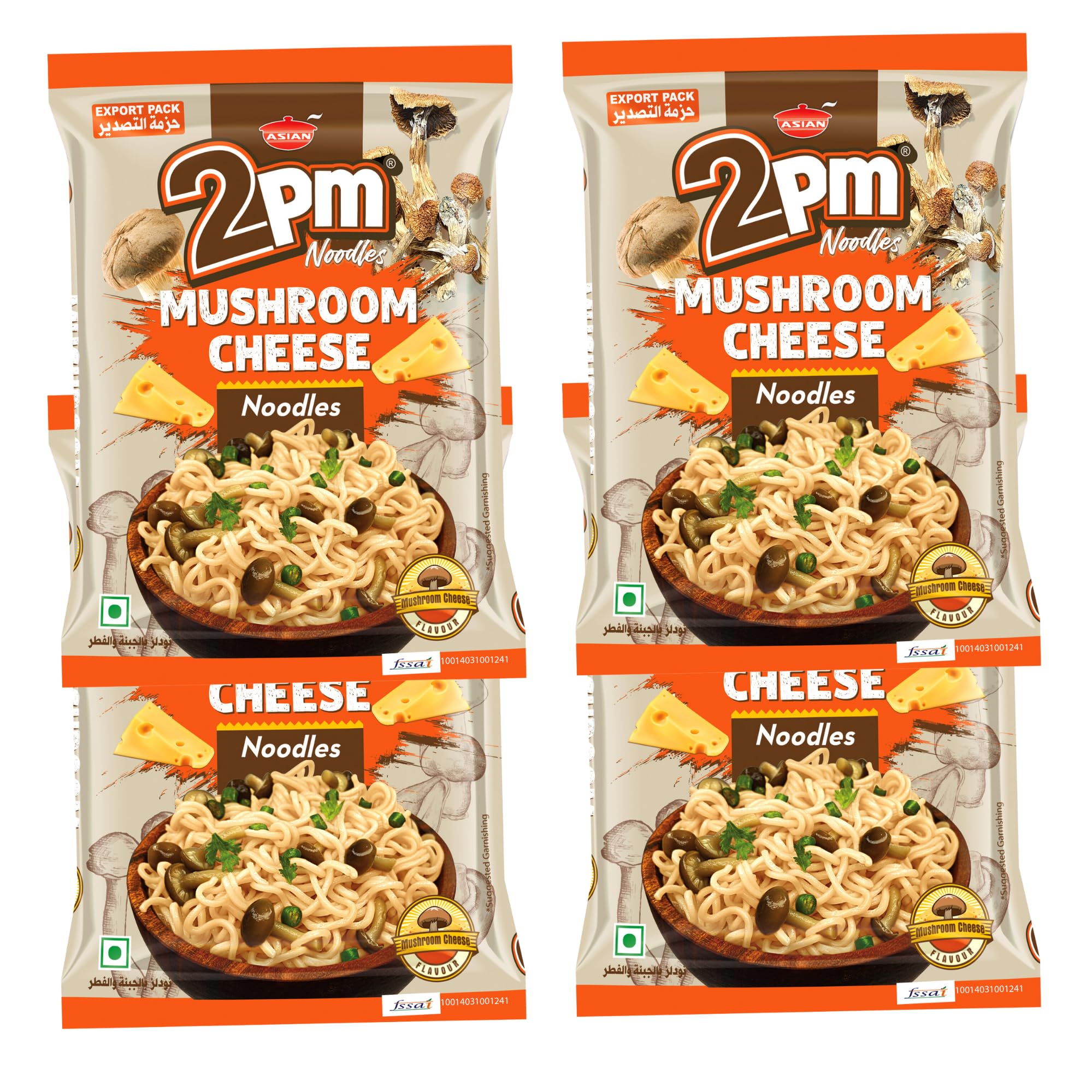 2PM - Mushroom Cheese Noodles - Contains Mushrooms & Cheese Flavour - Instant Veg Noodles - Pack of 4-100 Gm Each