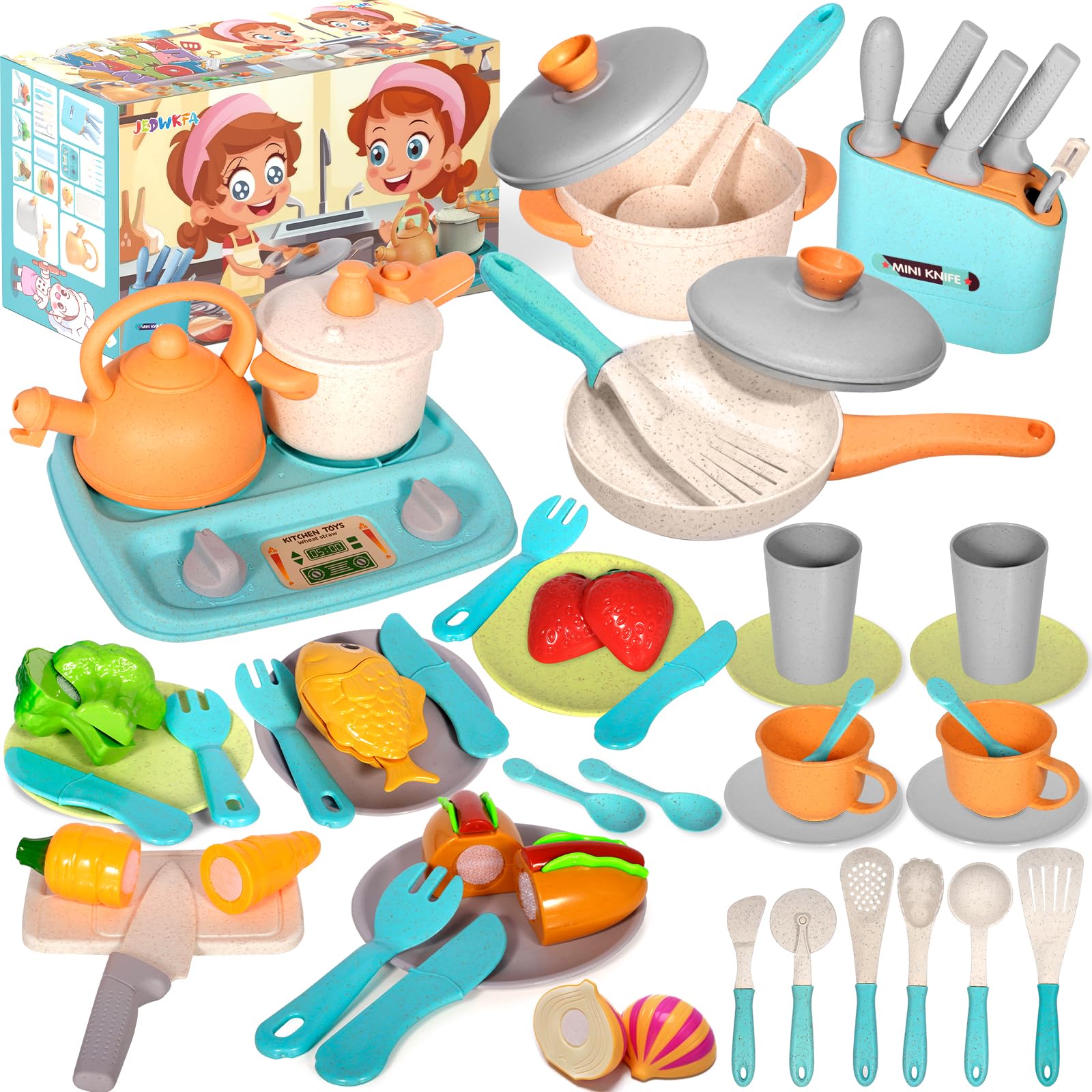 SLEAKO Accessoire Cuisine Enfant, Chef Jeu De RôleUstensiles, Pots Et