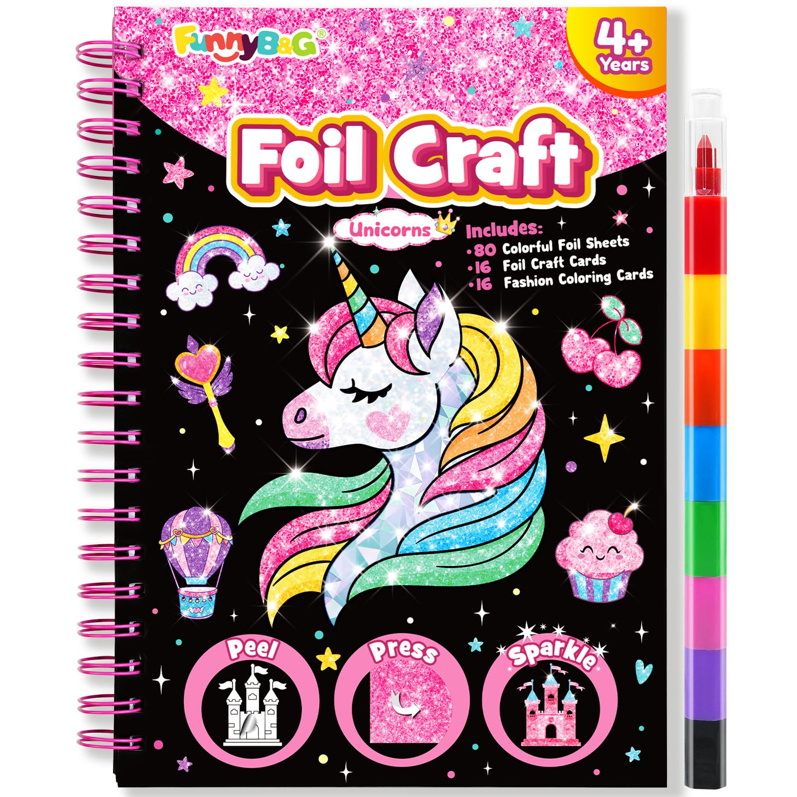 FUNNYB&amp;G Foil Art Craft Kit for Kids,Unicorns Birthday Gift Toy for Girls