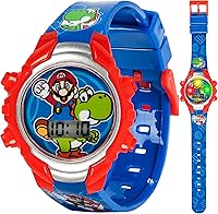 Accutime Super Mario Kids Digital Watch with Yoshi LED Light Show, Soft Silicone Strap - Durable Fun Timepiece for Boys & Girls