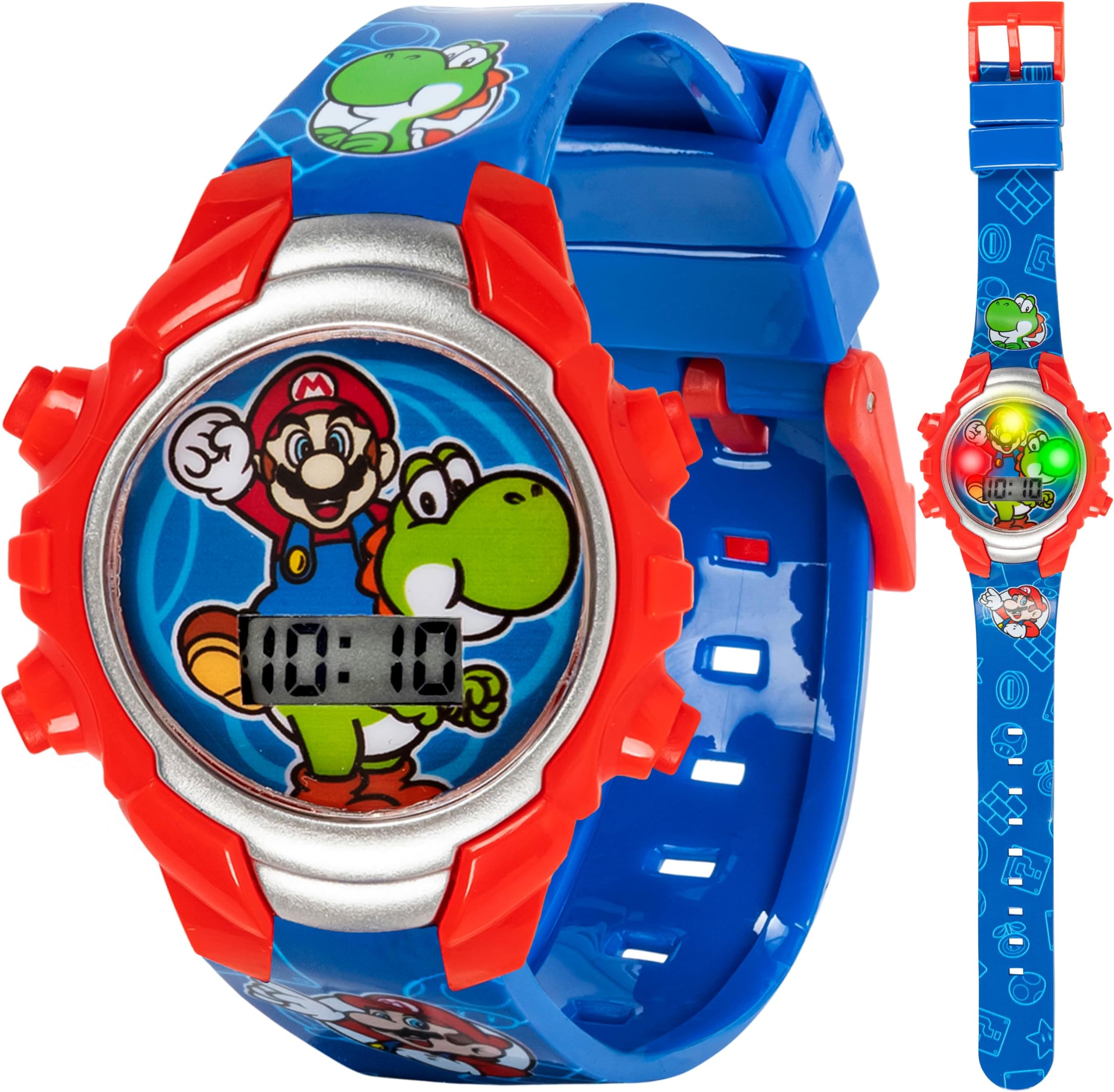 Accutime Super Mario Flashing Watch: Red & Blue Time-Telling Fun! (Ages 3+)