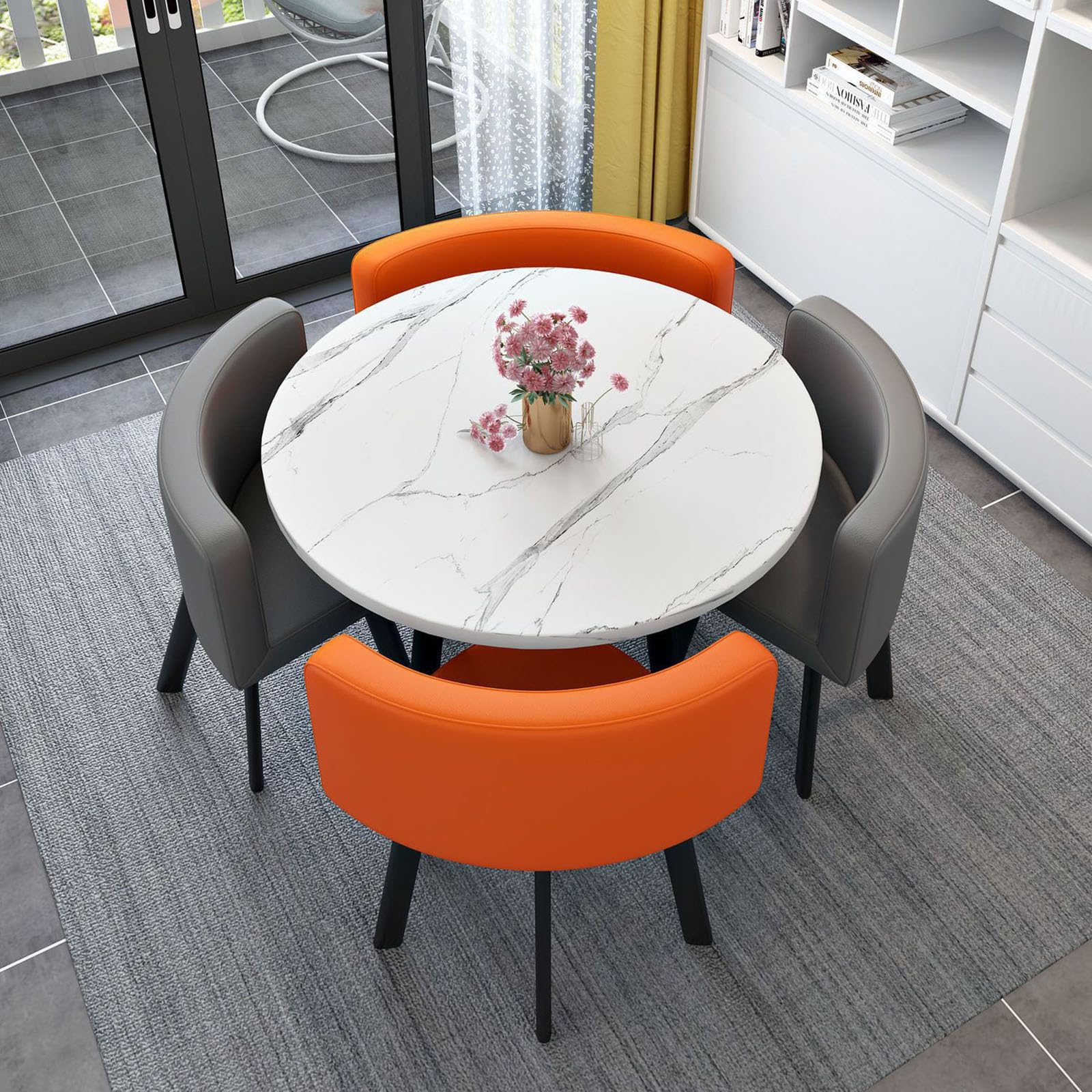 5 Piece Round Dining Table Set EUROCO 5 Piece Round Dining Set, Solid