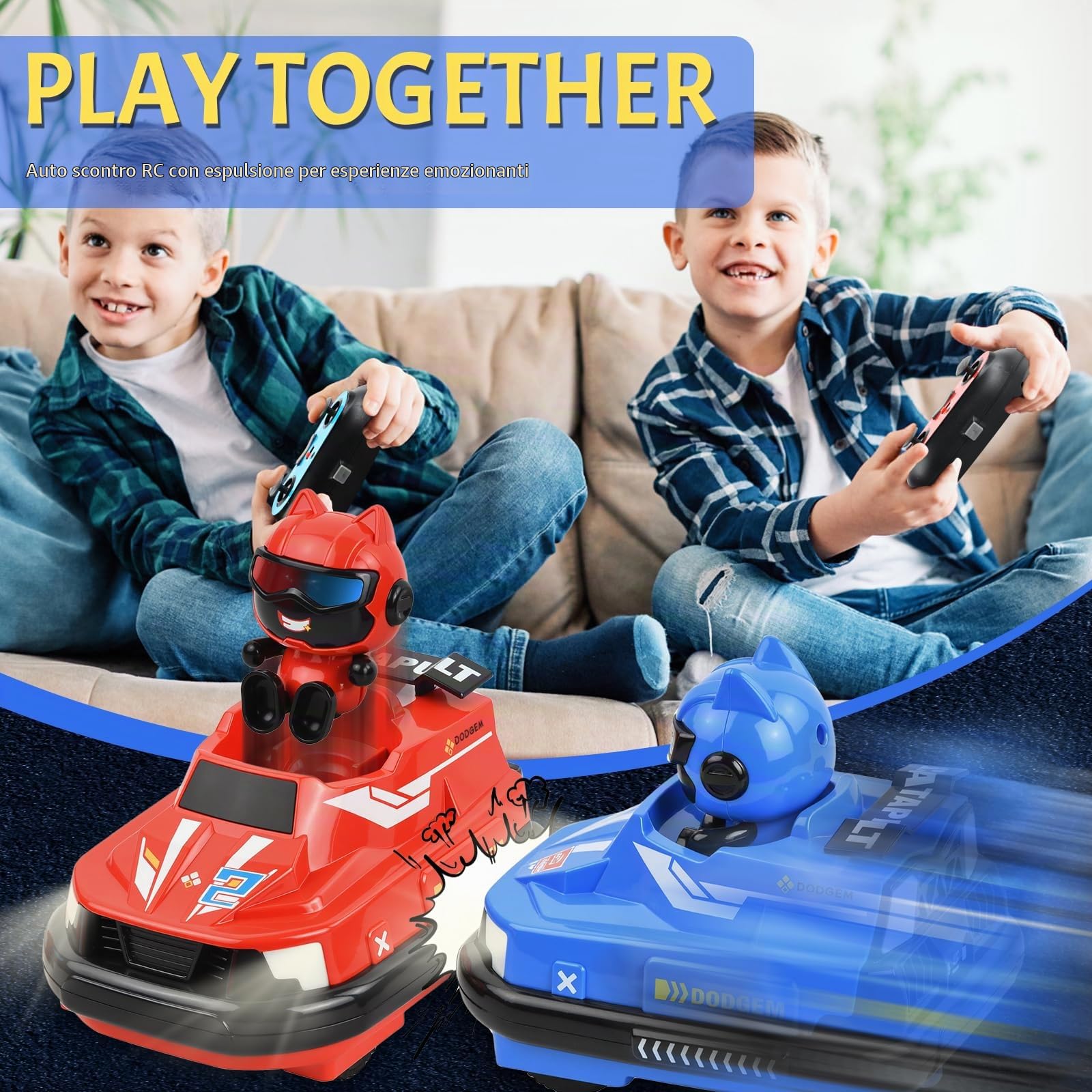 2 pezzi Autoscontro Telecomandato, 360° Drift Stunt Bambini Giocattolo Auto, Macchina Telecomandata per Bambini, 2,4 GHz Autoscontri Telecomandati, RC Bumper Car con Bambola Rimbalzante