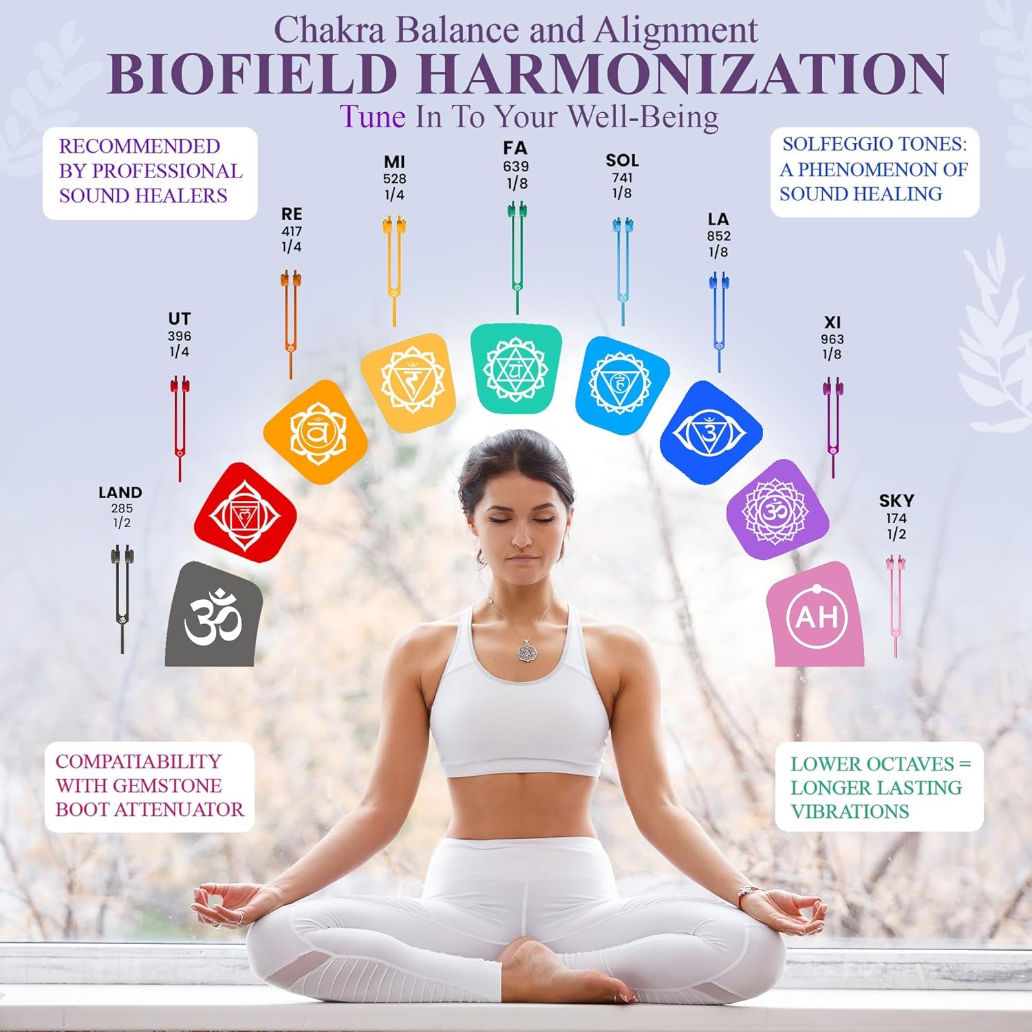 9pc Secret Solfeggio Tuning Fork Set - Designed Specifically for Use with Boot Attachments - Cranial Stimulation, Bone-tuning, Meridian Lines - Sound Healing and Biofield Harmonization – Purple