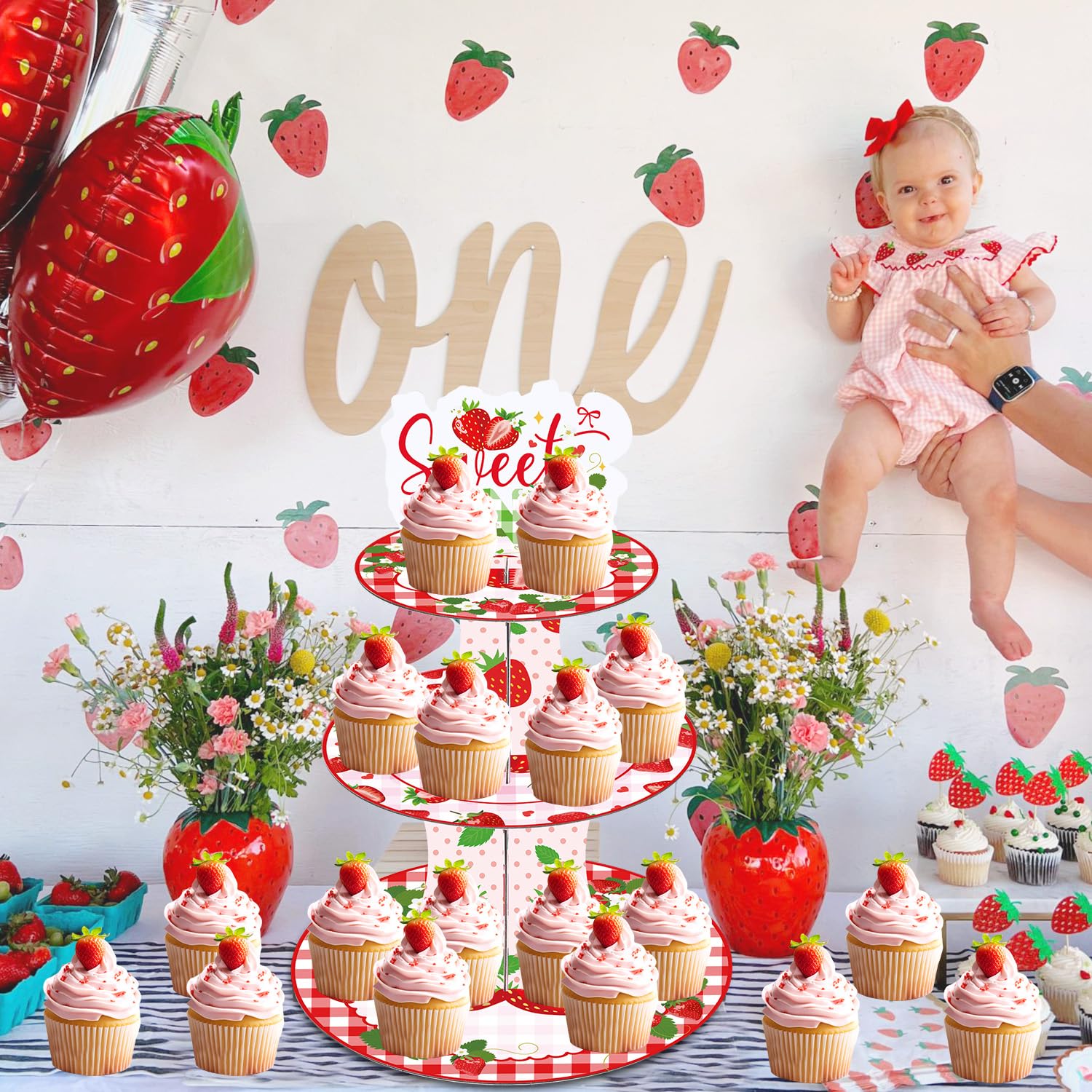 Présentoir à Cupcakes De 3 étages Joyeux Anniversaire - 40 X 30 Cm