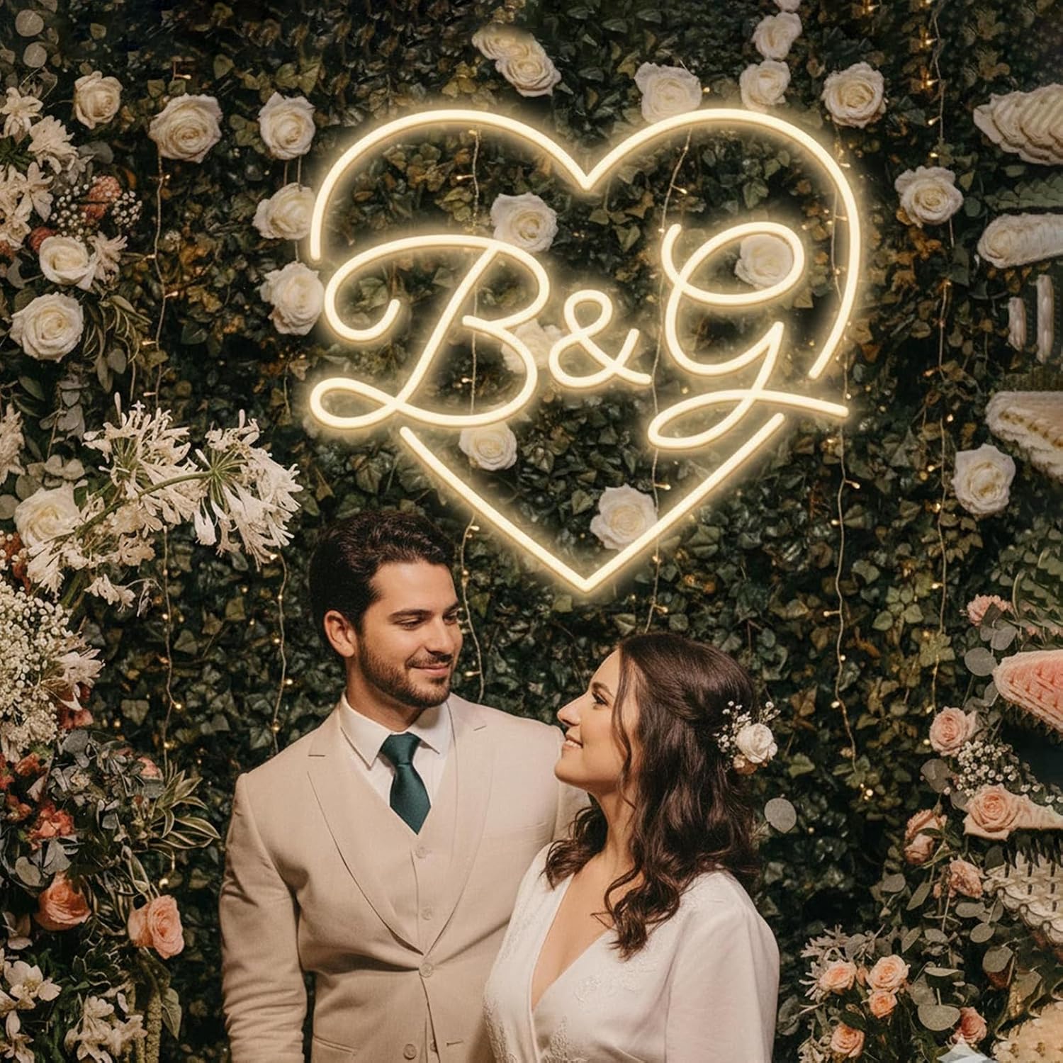 Just Married LED Neon Sign with Red Heart - Wedding Neon Light Wall Decor for Engagement Wedding & Anniversary Celebrations