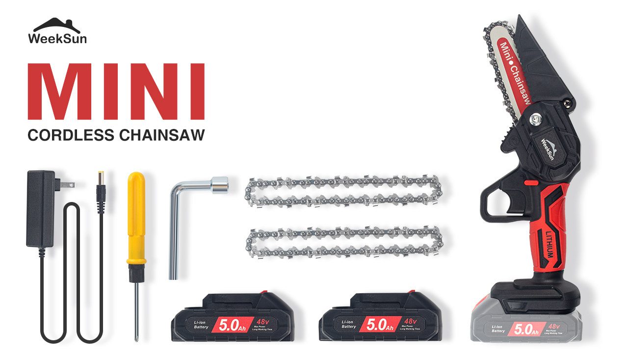 Mini Kettensäge, WEEKSUN Schnurloses Mini Kettensäge mit Akku Und Ladegerät, 2000mAh 4 Zoll Einhand Elektrische… – Bild 8