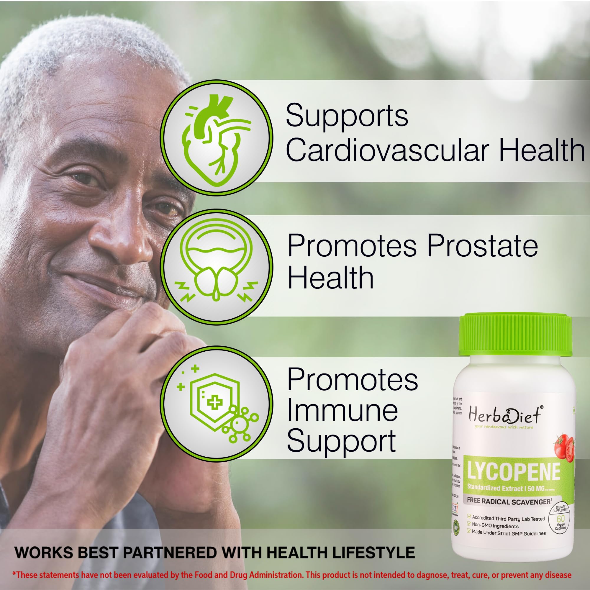 Herbadiet Lycopene 50Mg(Per Serving)60 Capsules|Natural Prostate Support,Immune Health|Tomato Extract Supplement 4