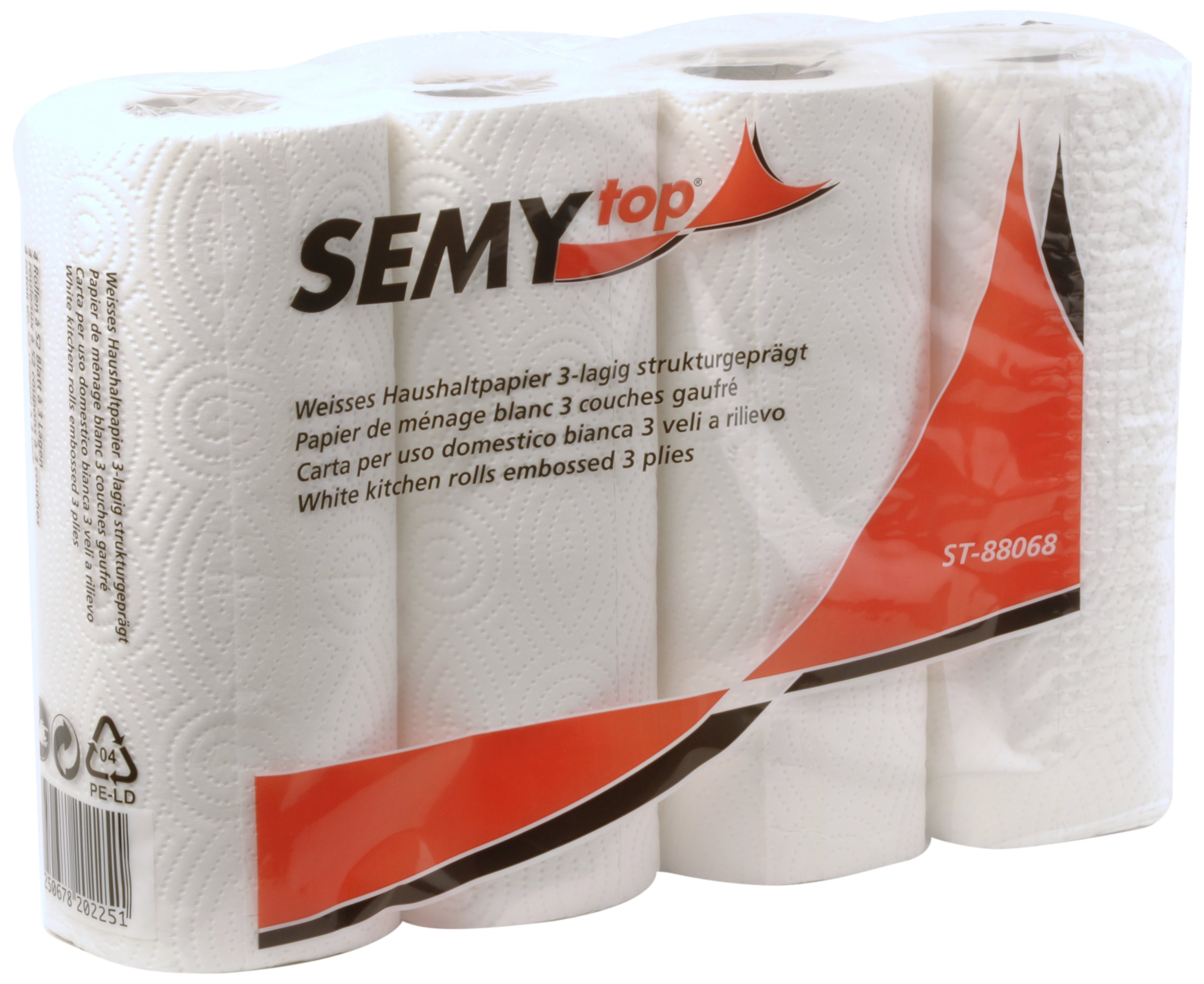 Semy Top Lot de 6 packs de 4 rouleaux de papier toilette triple épaisseur 52 feuilles par rouleau Blanc