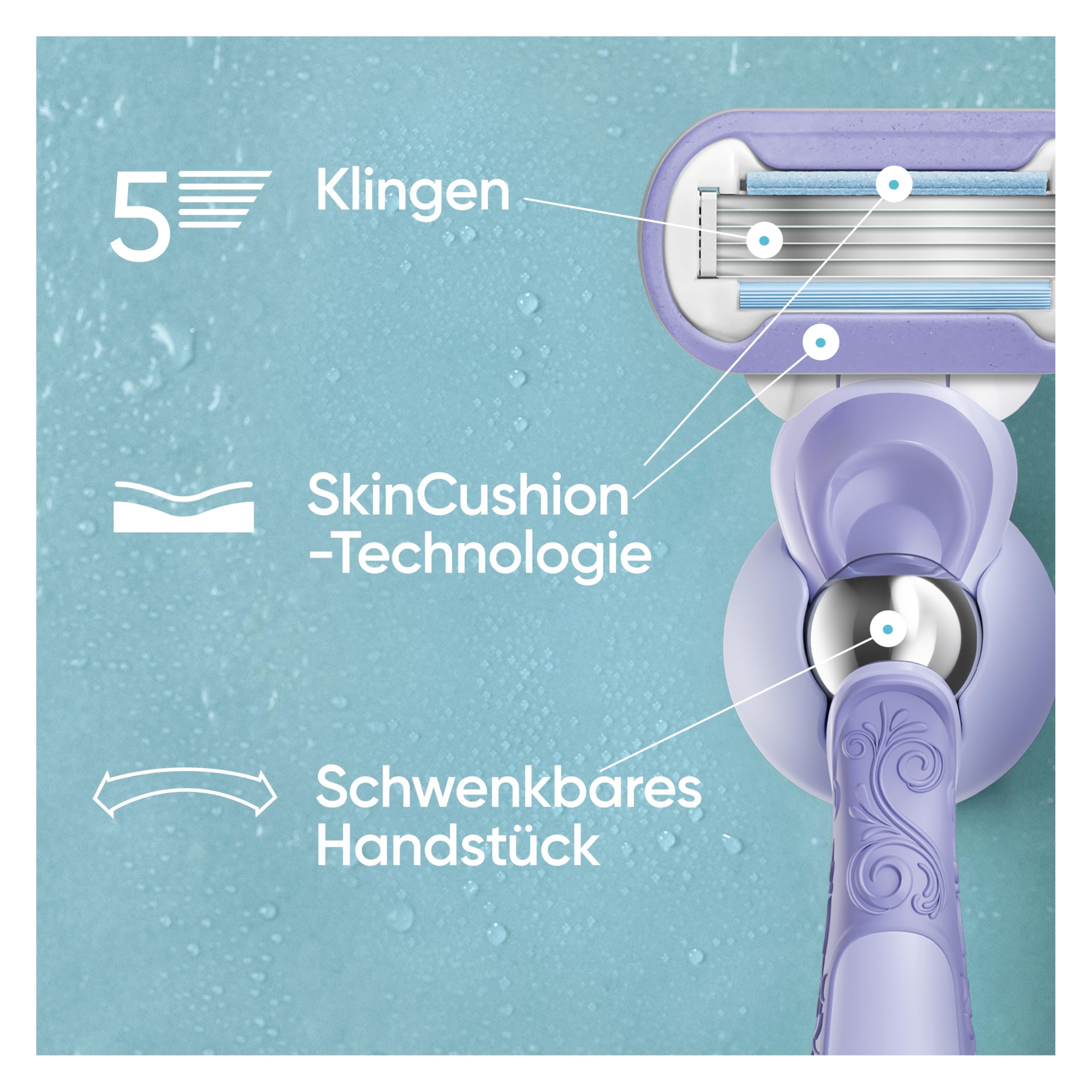 Gillette Venus Extra Smooth Swirl Rasierklingen Damen, 8 Original Ersatzklingen für Damenrasierer, Nassrasierer für Eine Glatte Rasur
