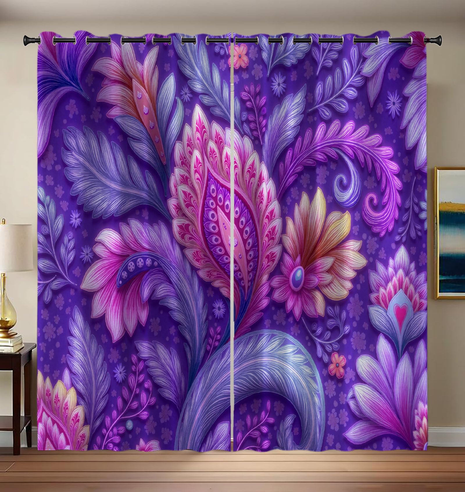 Rideau occultant isolant thermique violet 140x225cm pour salon