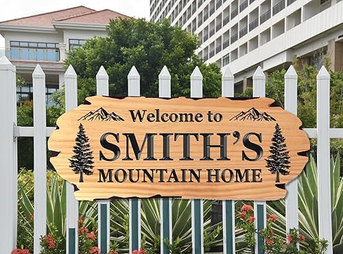 Miniatura 3 de Personalized Cabin Sign - Rustic Wood Welcome Sign for Outdoor, Home Wall Decor,Farmhouse Decor, Custom Backyard Sign,Carved wood sign.3D Carving