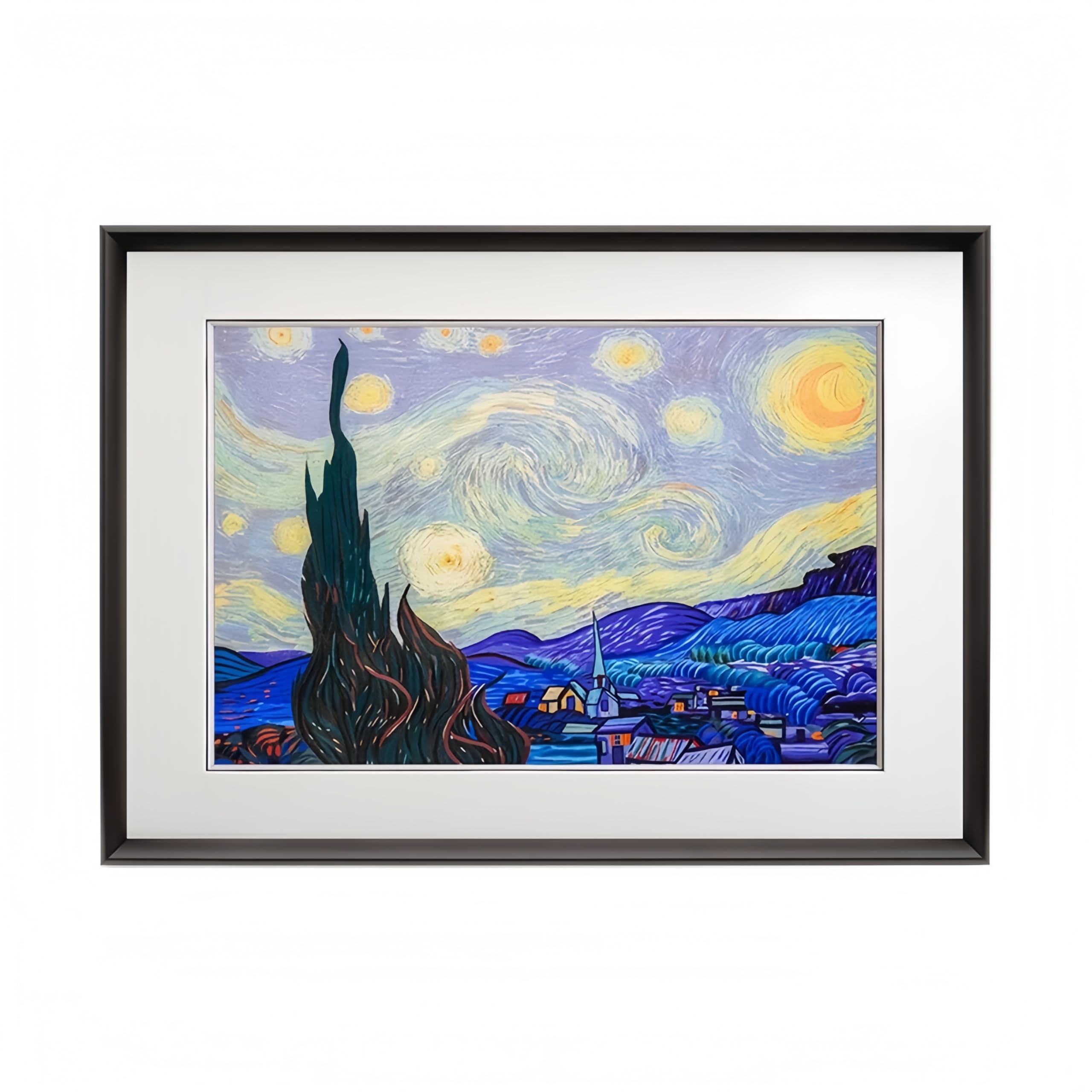 FENGSHUI-CAISHEN Cross-stitch, Embroidery for Van Gogh Wall Art Starry Sky - Wall Decor for Living Room, Chinese New Year Decoration, Chinese Decor & Gifts, Van Gogh Gifts