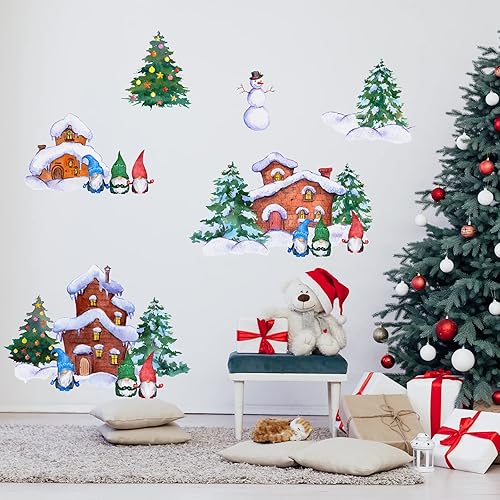 Miniatura 4 de 2 hojas de calcomanías de pared de árbol de Navidad, calcomanías de pared de vinilo de Navidad, calcomanías de arte de pared extraíbles para pared,