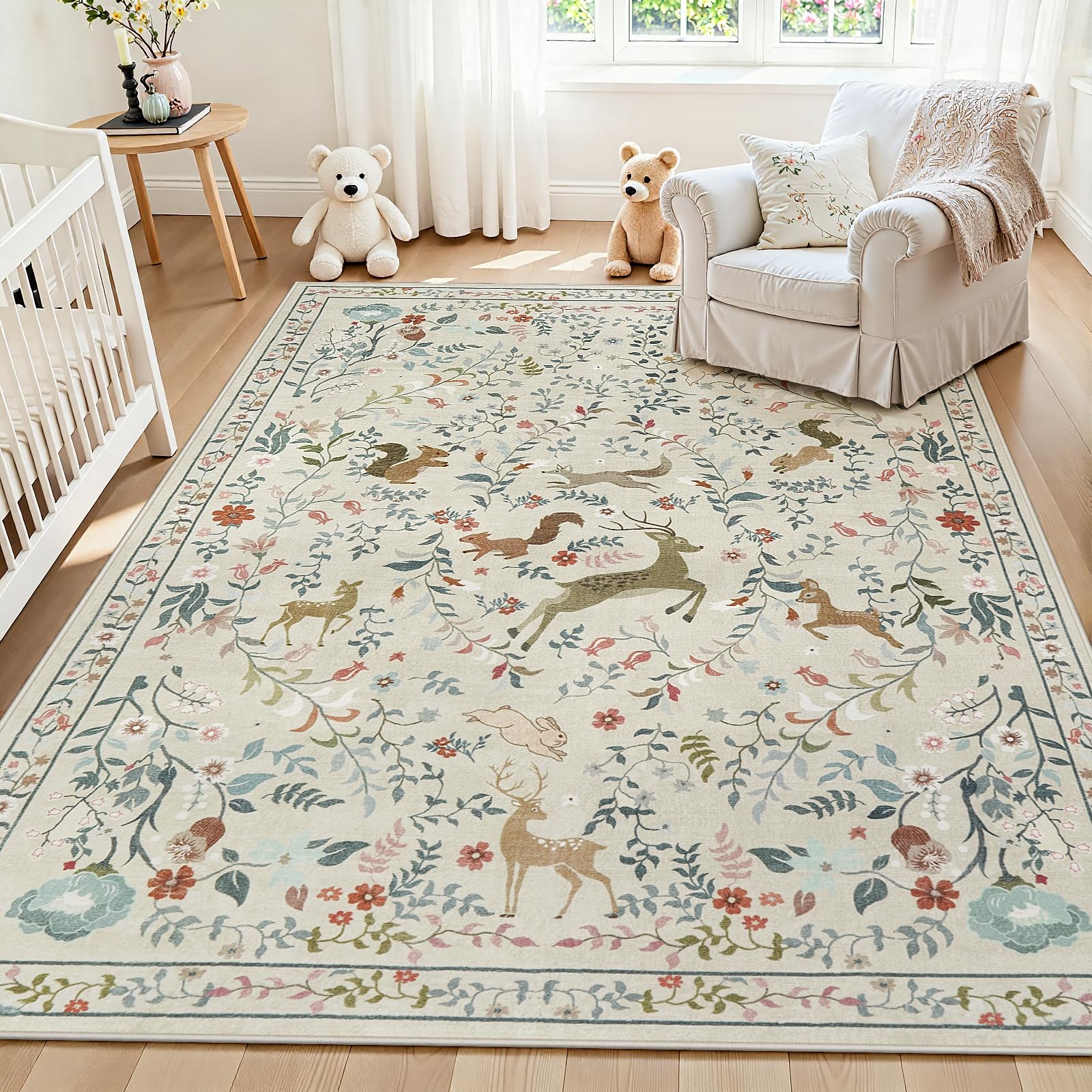 Yidanamy 5x7 Boho Floral Washable Rug