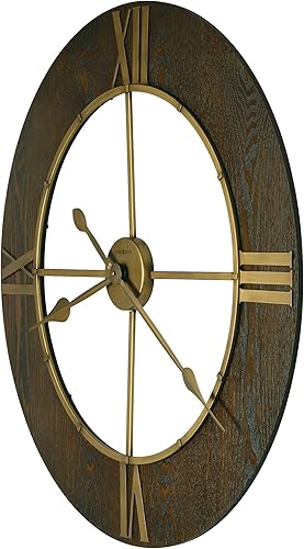Miniatura 3 de Howard Miller Chasum Gallery - Reloj de pared, esfera analógica de montaje en pared con números romanos dorados, acabado de madera, funciona con