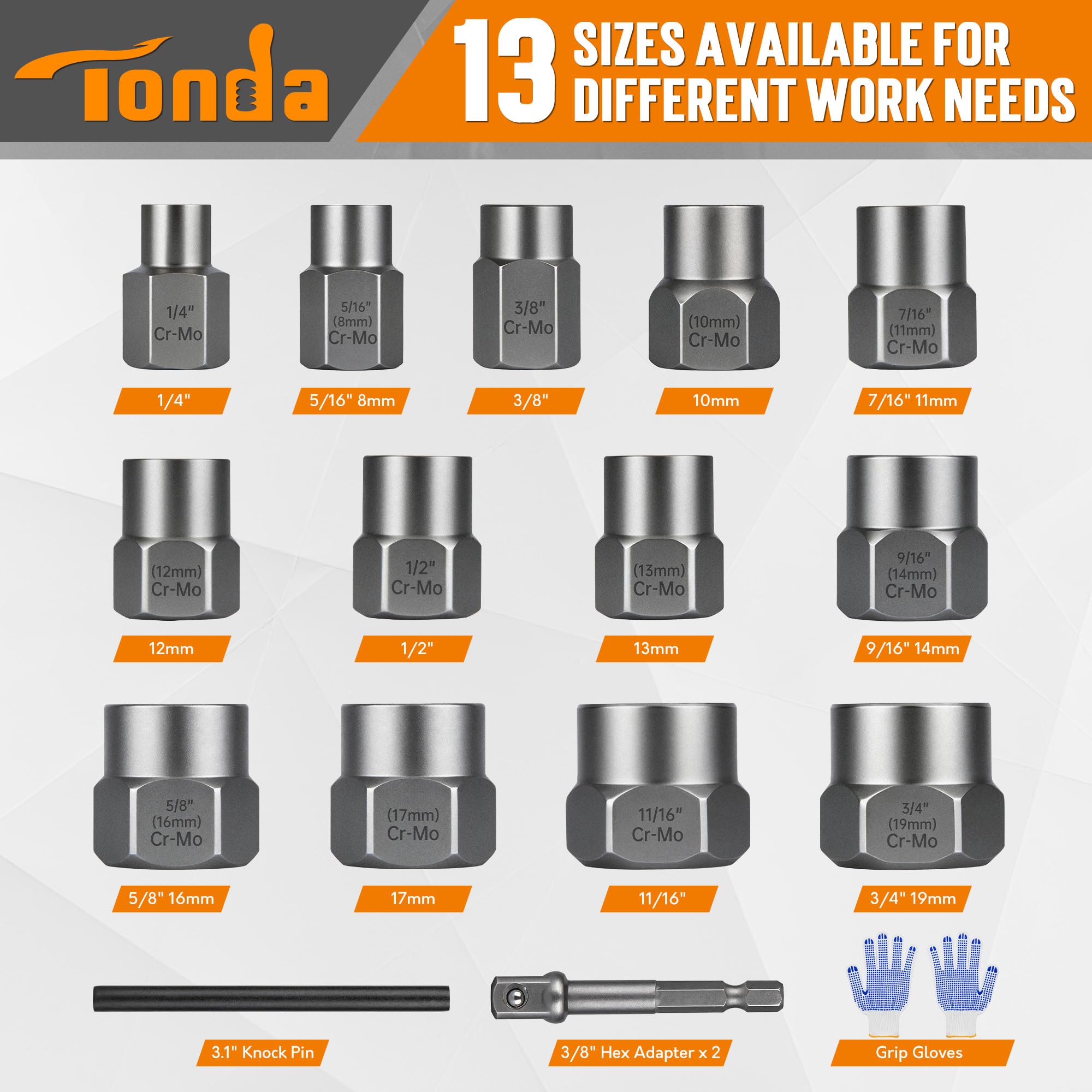 Tonda Bolt Extractor Kit - Remove Stripped Bolts -3