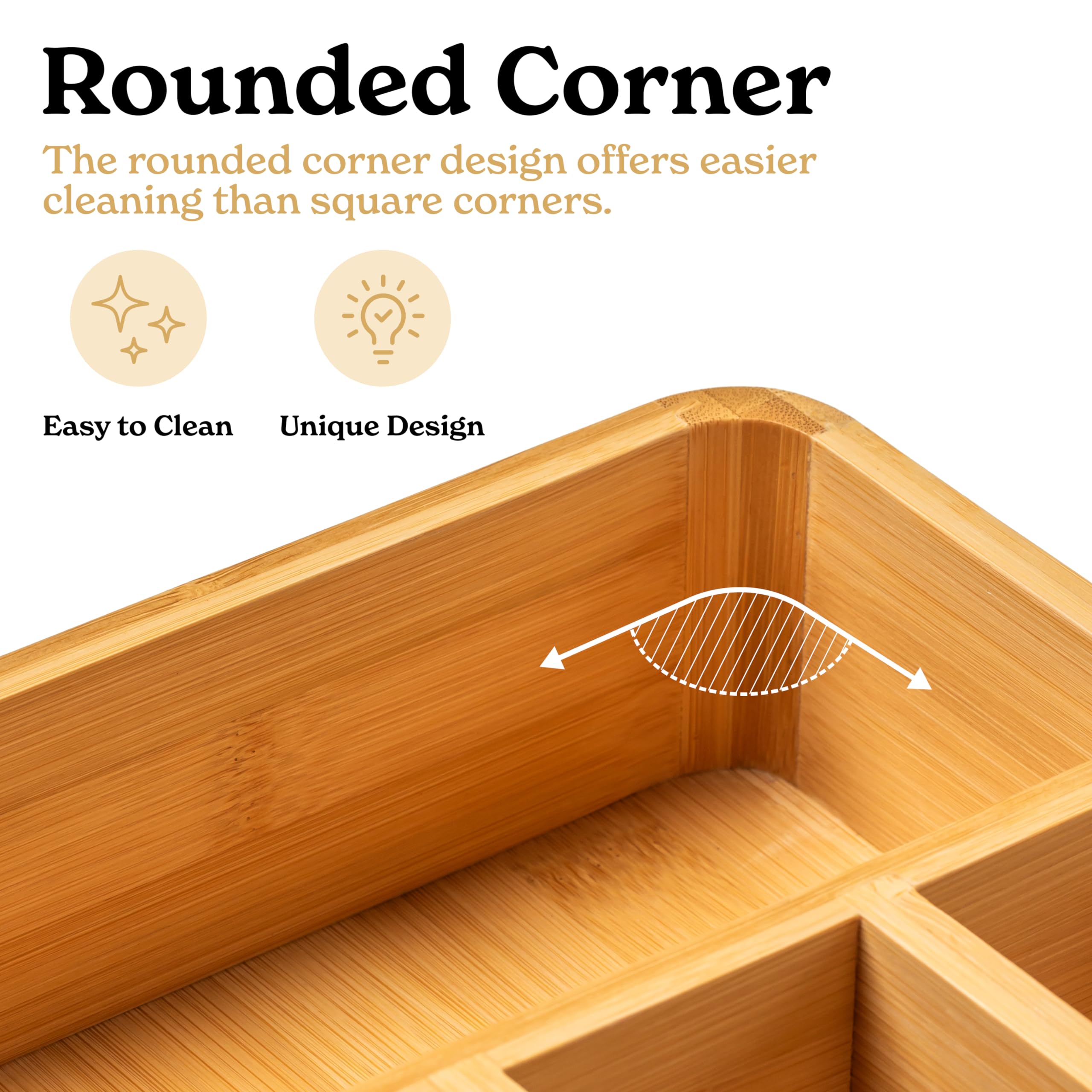 SMIRLY Bamboo Silverware Organizer For Drawer Kitchen