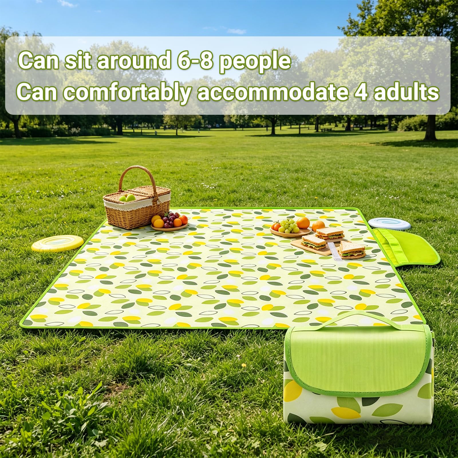 Coperta Picnic Impermeabile 200x200cm Gigante Portatile Antisabbia Antierba per Campeggio Spiaggia