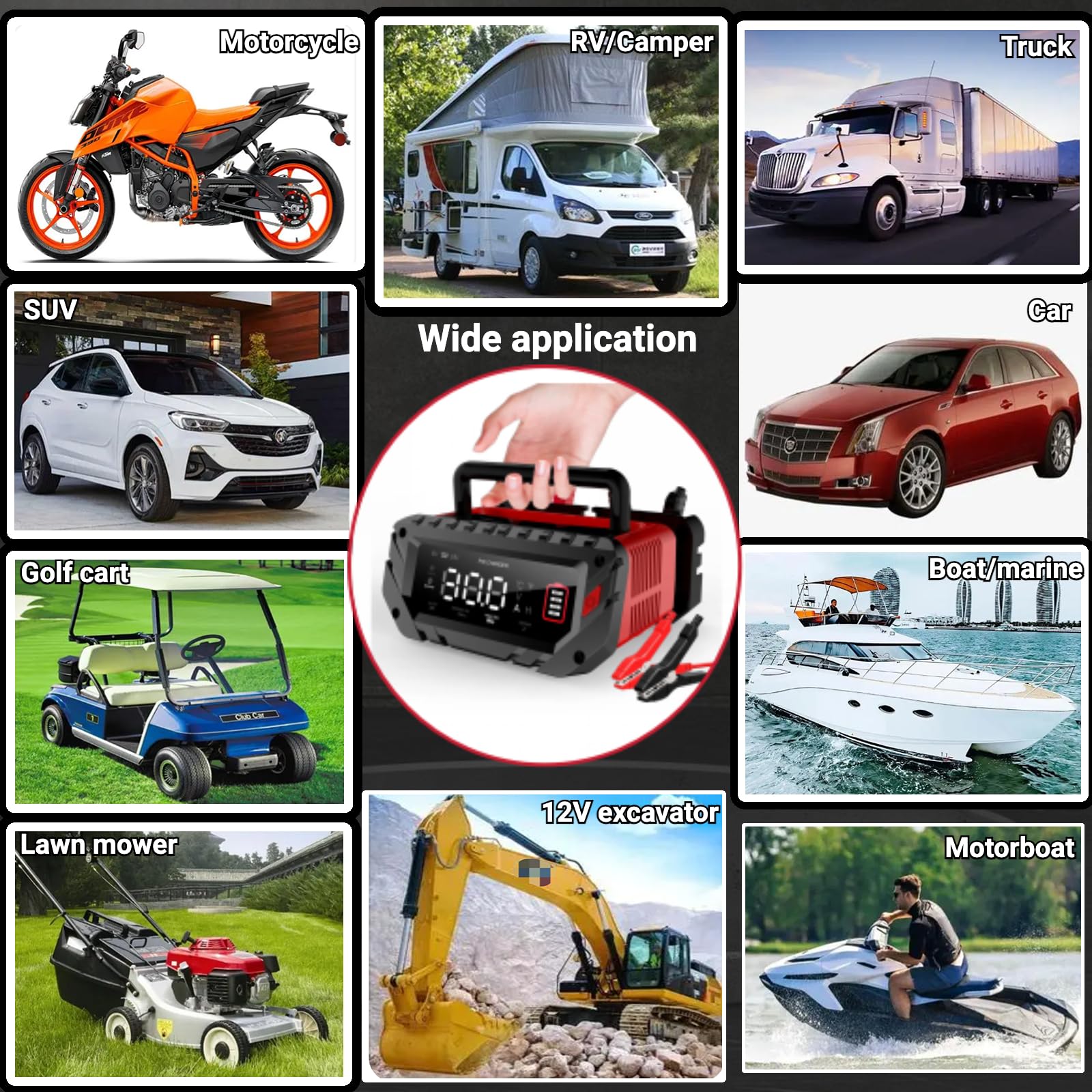 Cargador y mantenedor de batería inteligente de 6V/12V/24V 30A reparación por pulsos Cargador de 4 modos LiFePO4/AGM/plomo-ácido para coches,barcos,camiones,autocaravanas,cortacéspedes,enchufe europeo