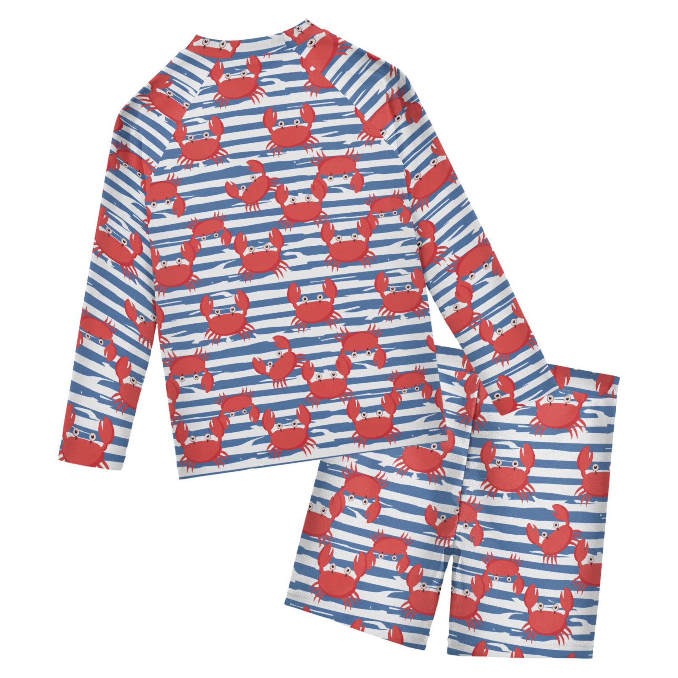 Cute Crab Baby Boys' Toddler Long Sleeved Rashguard Swim Bathing Suit Set B0404069