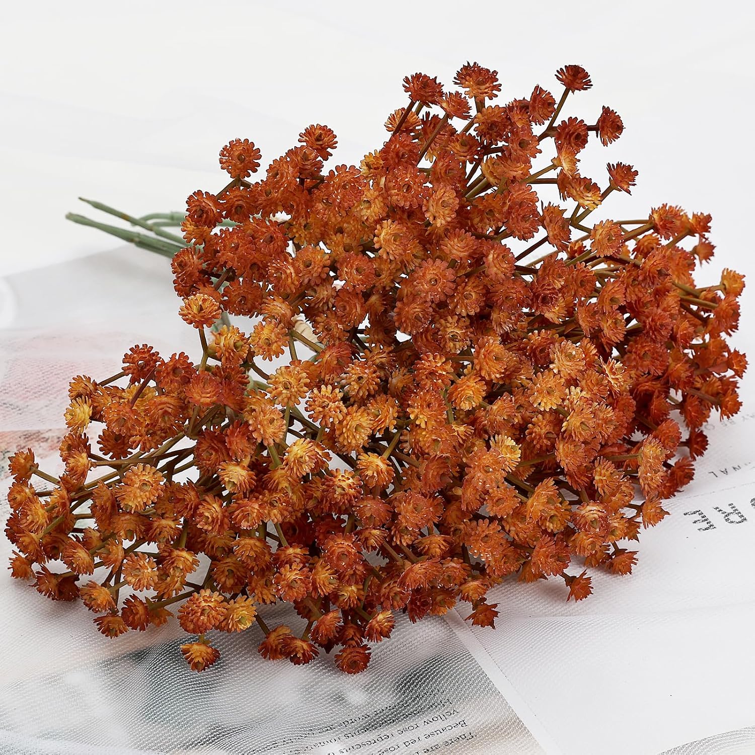 Babys Breath Artificial Flowers Bulk, Fall Decorations for Home, 18pcs Burnt Orange Gypsophila Babys Breath for Wedding Arches Bouquets Table Centerpieces Autumn Decor - Image 2