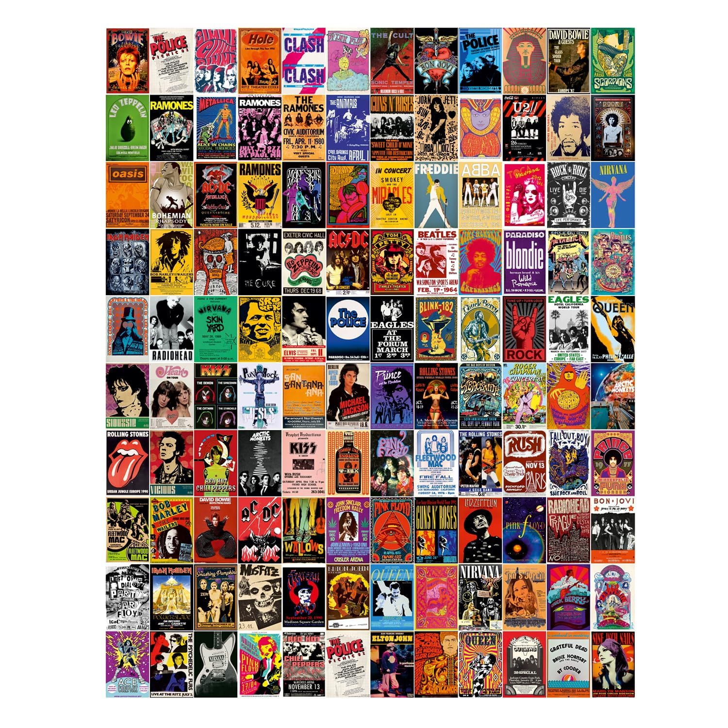 LADECORLADECOR Rock Band Posters Set of 120 Small Wall Poster Set Wall Collage for Home Decoration Office Decor Size (6 in x 4 inch) (D)