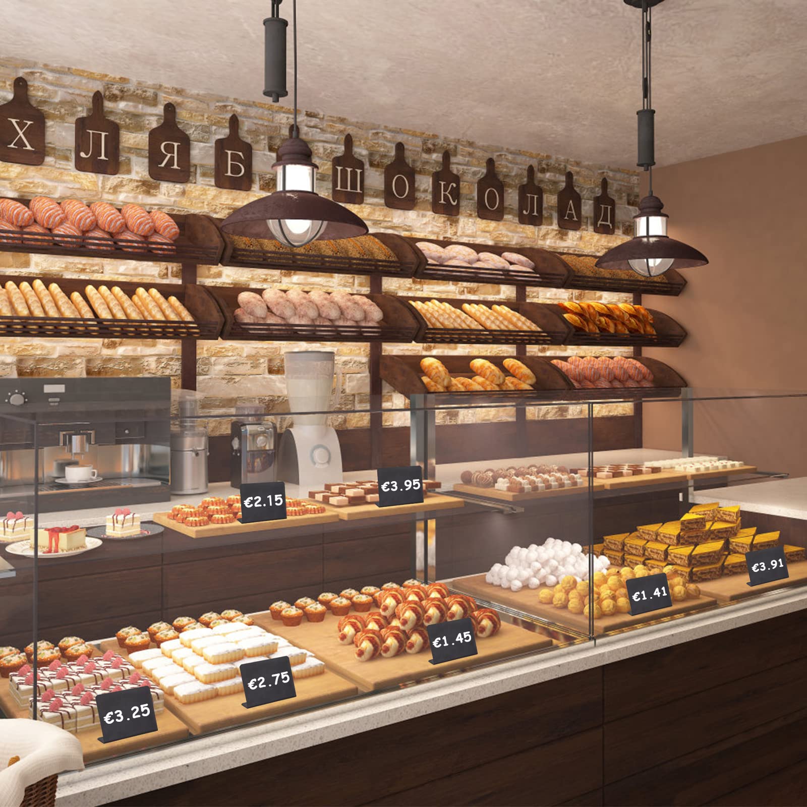 Vicloon Chalkboard Signs, 12Pcs Black Chalk Board Signs With 4 Erasable Blackboard Pens 2 Cleaning Cloth Food Stand Labels Buffet Tags For Food