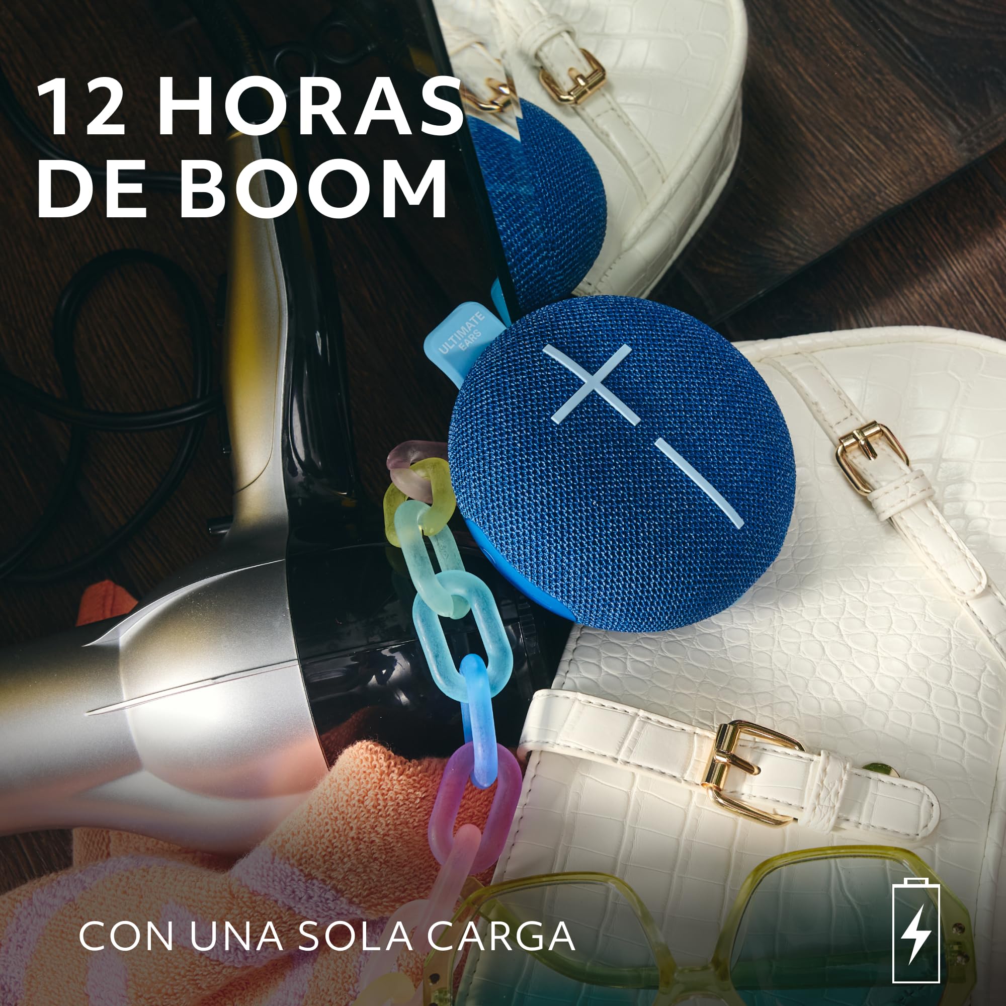 Ultimate Ears MINIROLL, Altavoz Bluetooth Resistente al Agua | ultraportátil, graves potentes, IP67 a prueba de polvo, radio de acción de 40 m - Azul