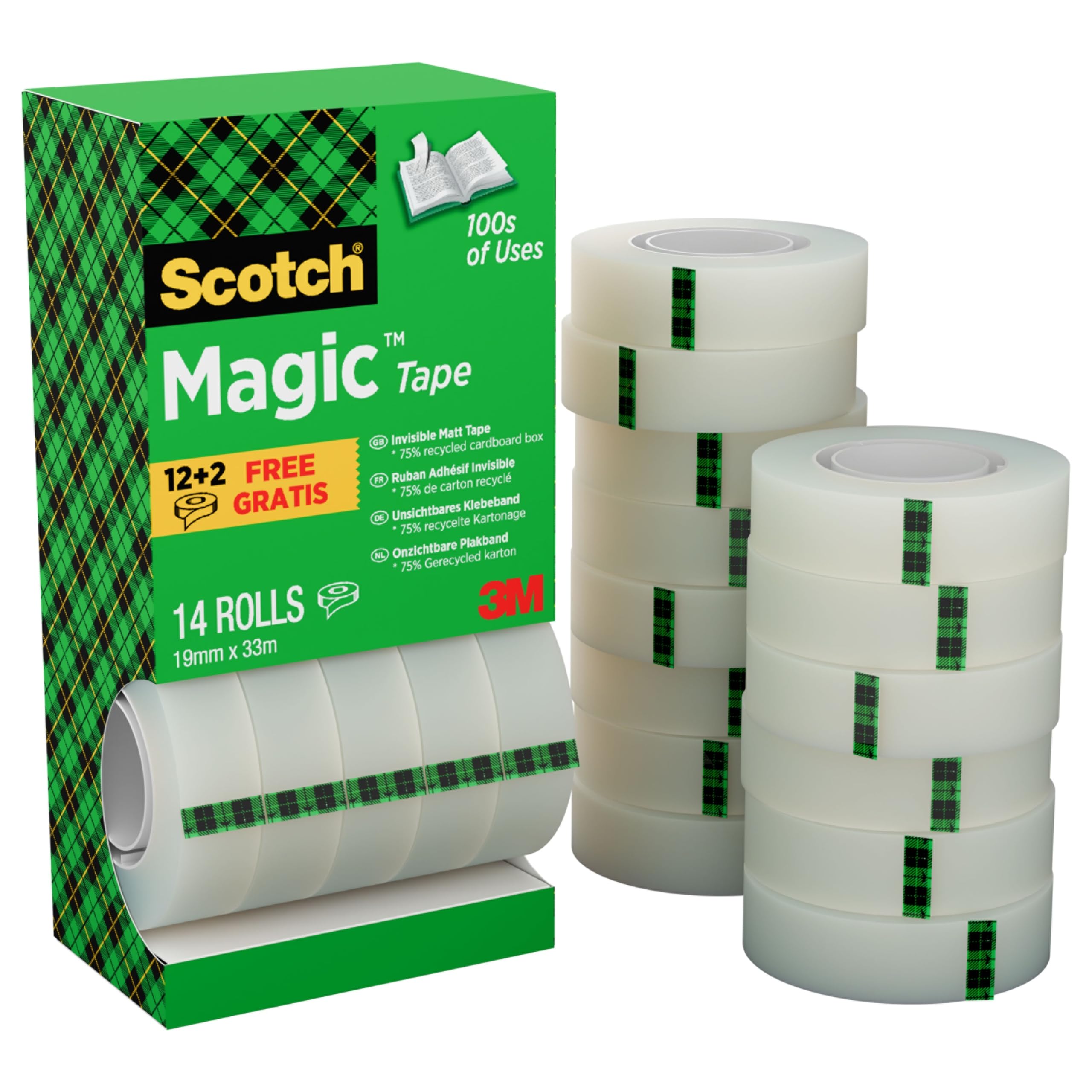 Scotch Magic Tape Value Pack 19mmx33m Ref 81933R14 12 rolls & 2