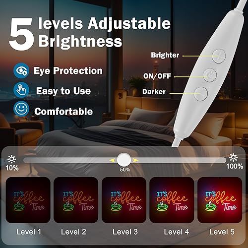 Miniatura 3 de Letrero de neón con texto en inglés "It's Coffee Time" para decoración de pared, estación de café, granja, bar, oficina, hogar, letreros LED de neón